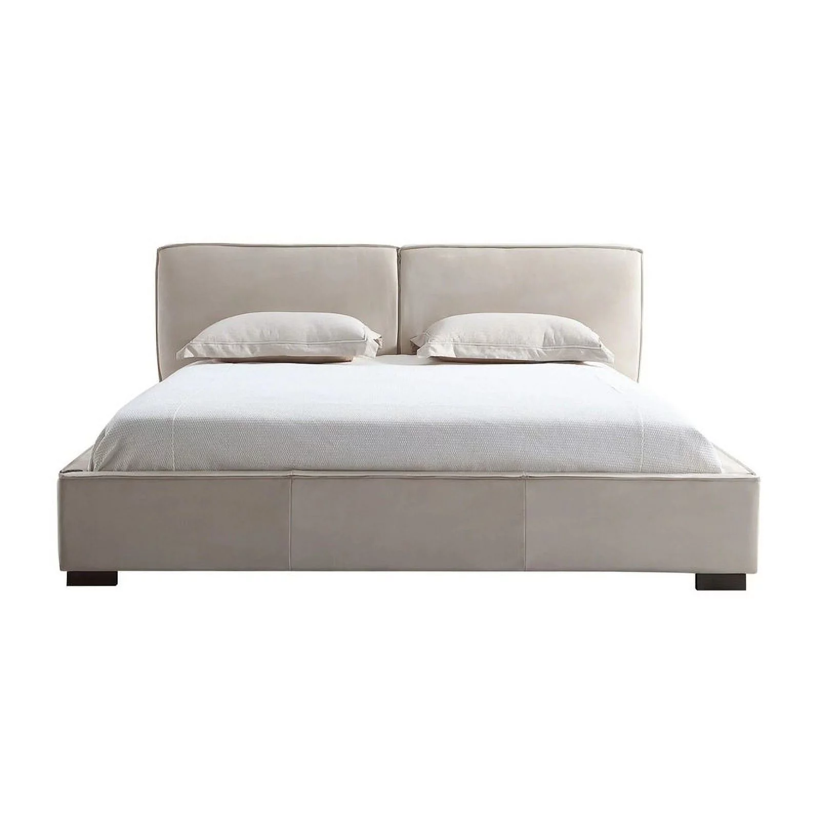 Serene Modern Upholstered King Size Bed, Natural
