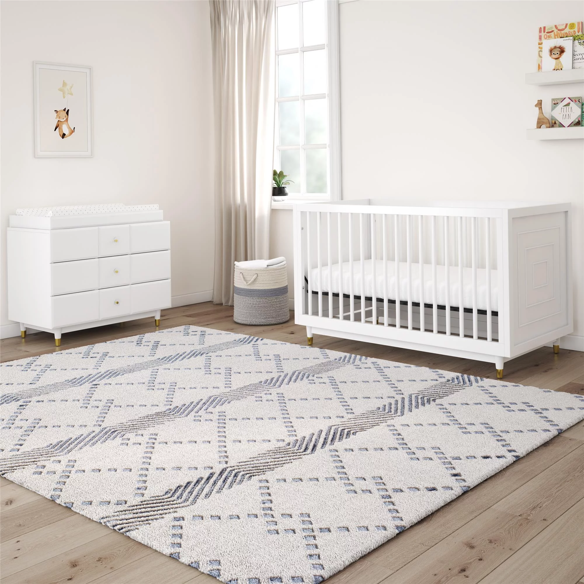 Little Seeds Aviary 3-Drawer Dresser with Changing Topper, White
