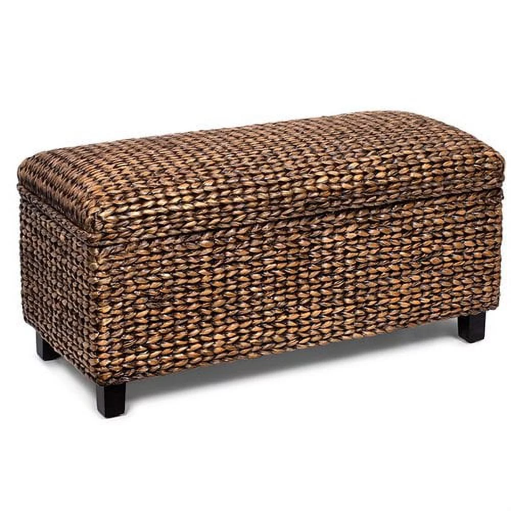 BIRDROCK HOME Storage Ottoman Bench - Bed Storage Trunk - Espresso Bench - Chest - Safety Hinges - Brown Wash