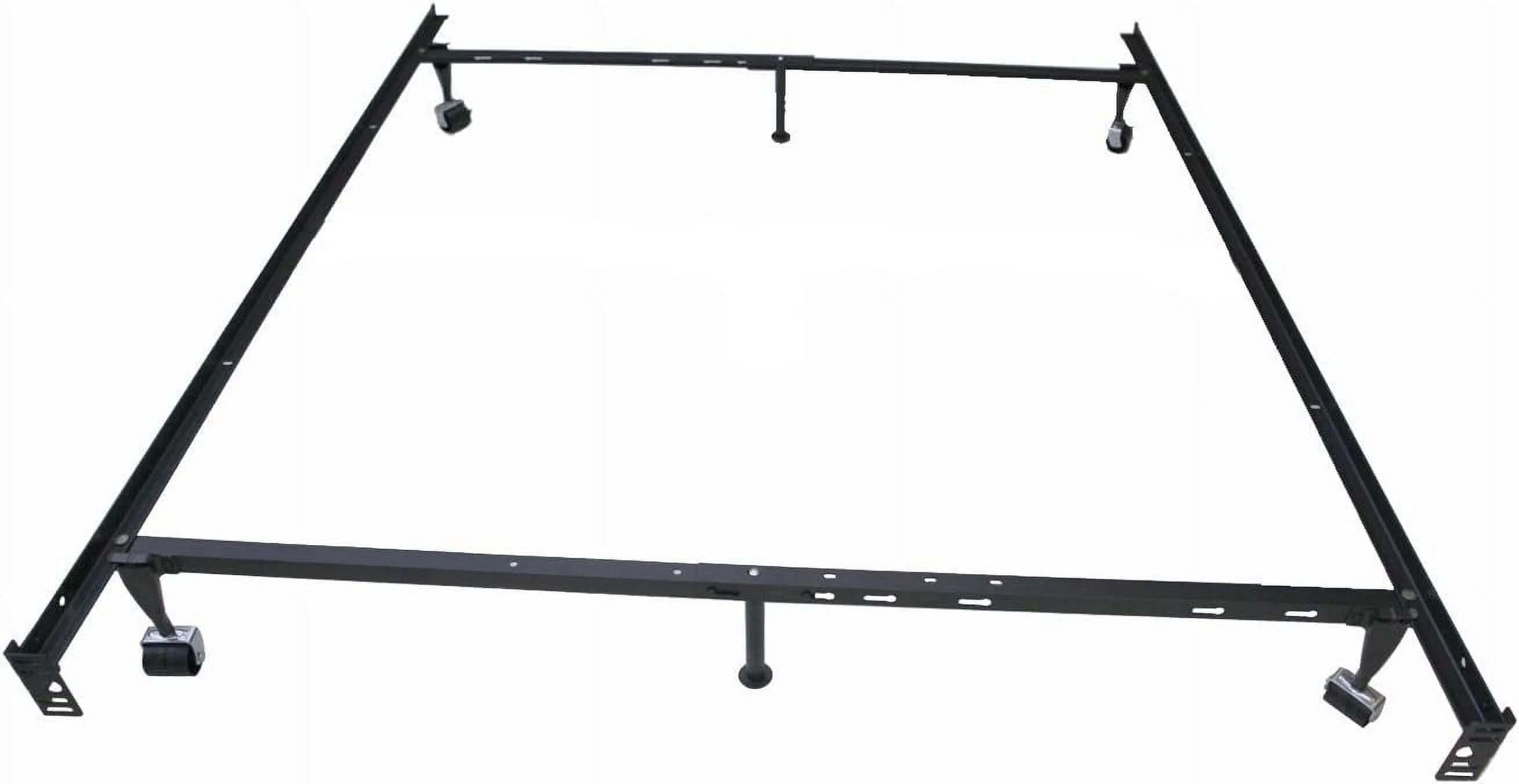 Super Duty Adjustable Metal Bed Frame (Queen/Full/Full XL// XL) With 4 Rug & 2 Arm-Support Legs, Black