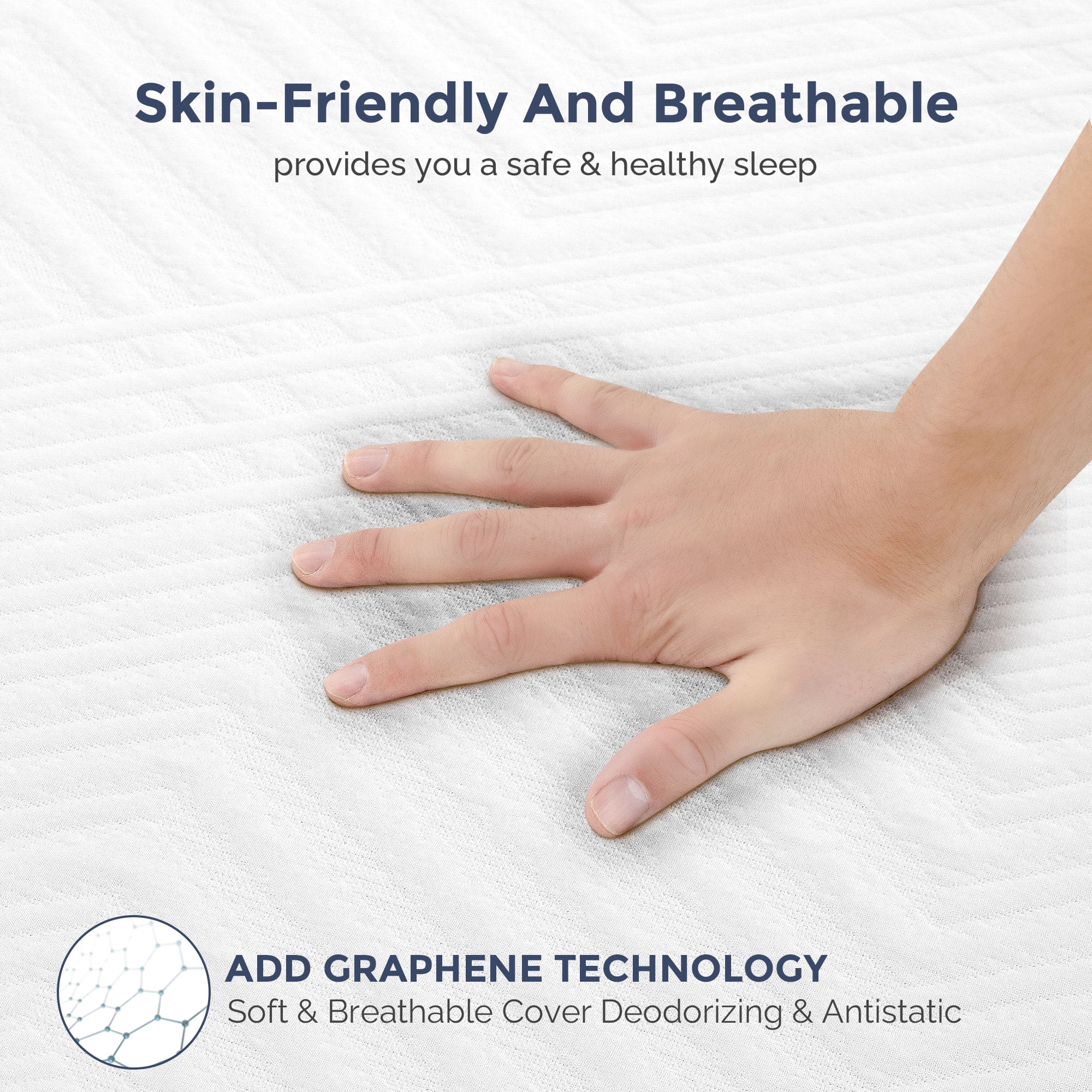 Queen Mattress, 8 inch Memory Foam Mattress with Graphene Fabric Cover, Bed in a Box