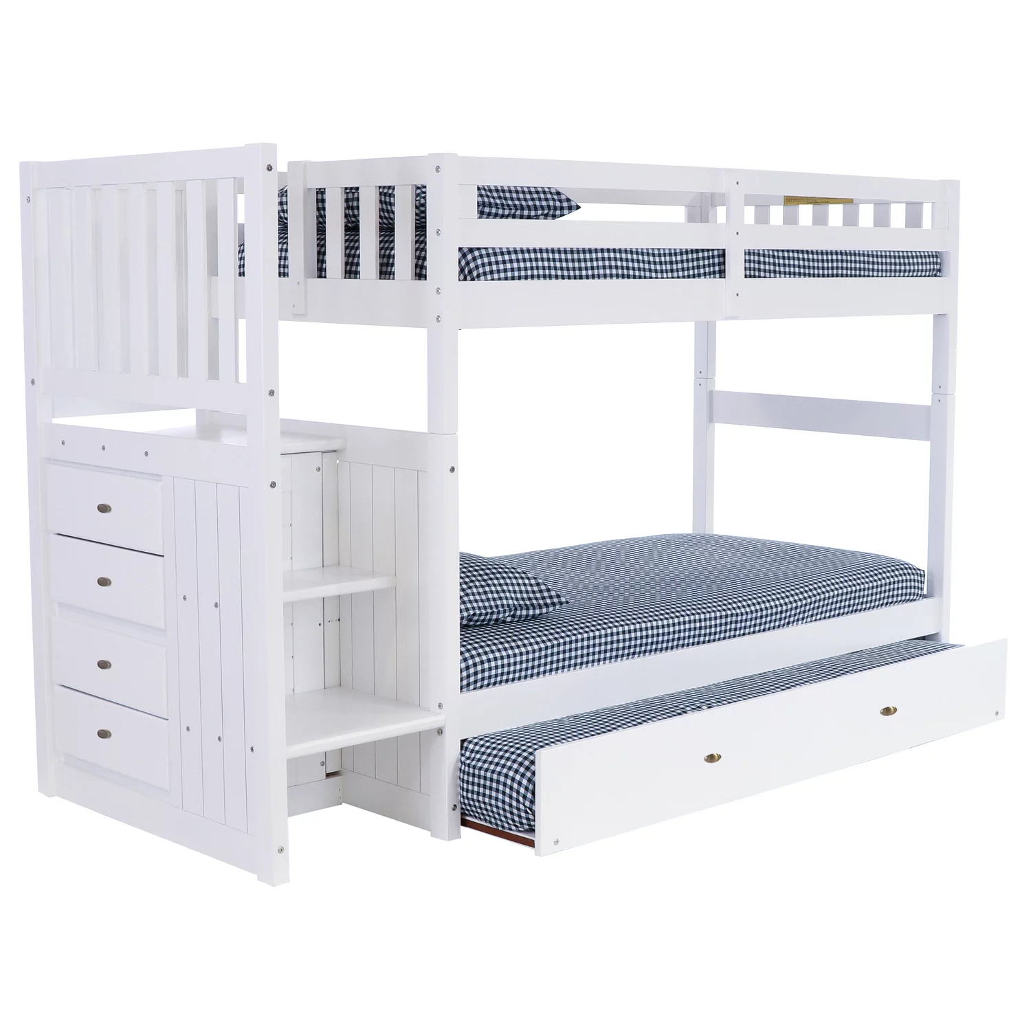 OS Home and Office Furniture 0217TTTRU-22 Bunk Bed in Casual White.