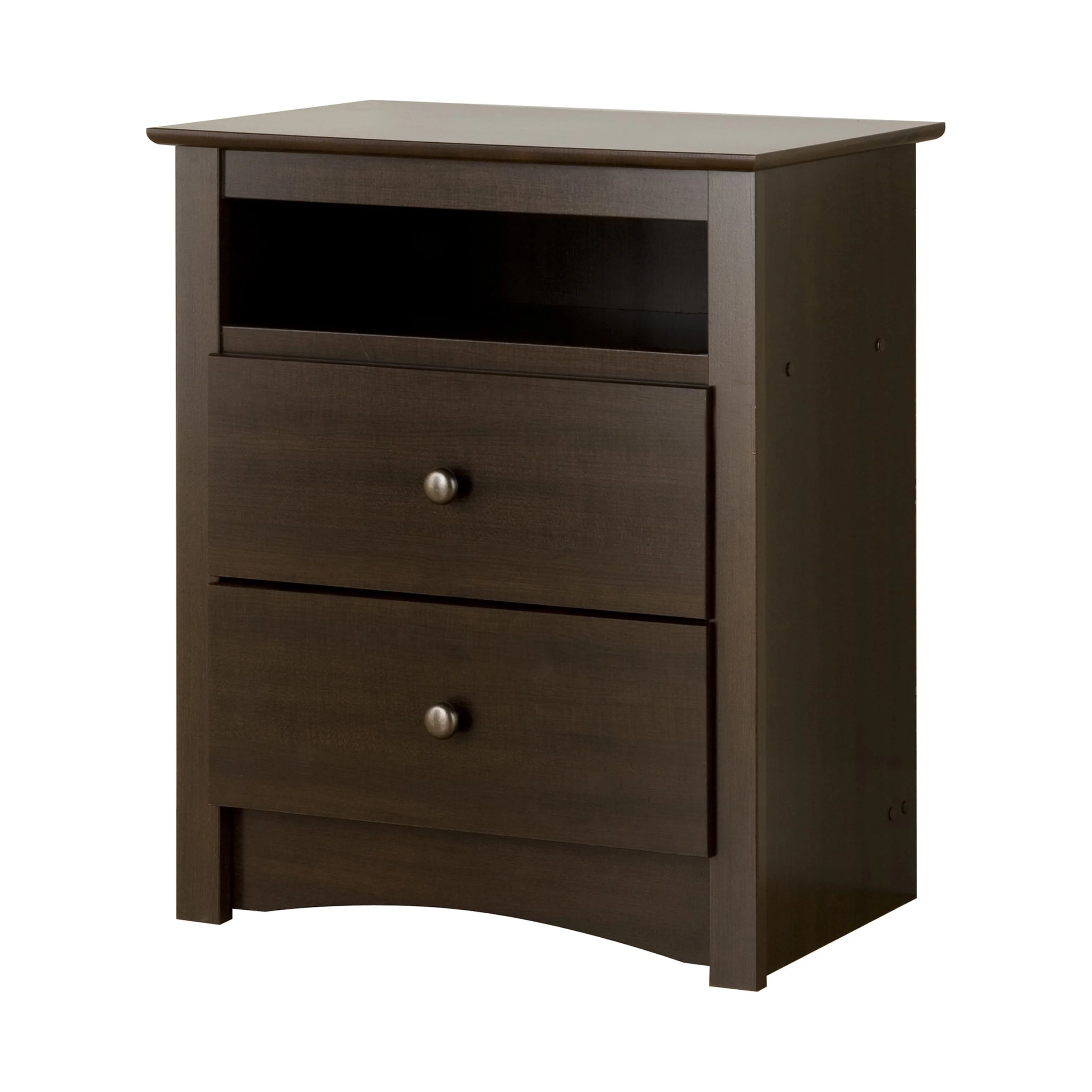 Prepac's Fremont 2 Drawer Nightstand: Elegant Bedroom Furniture, Bedside Table with Open Shelf, 23.25