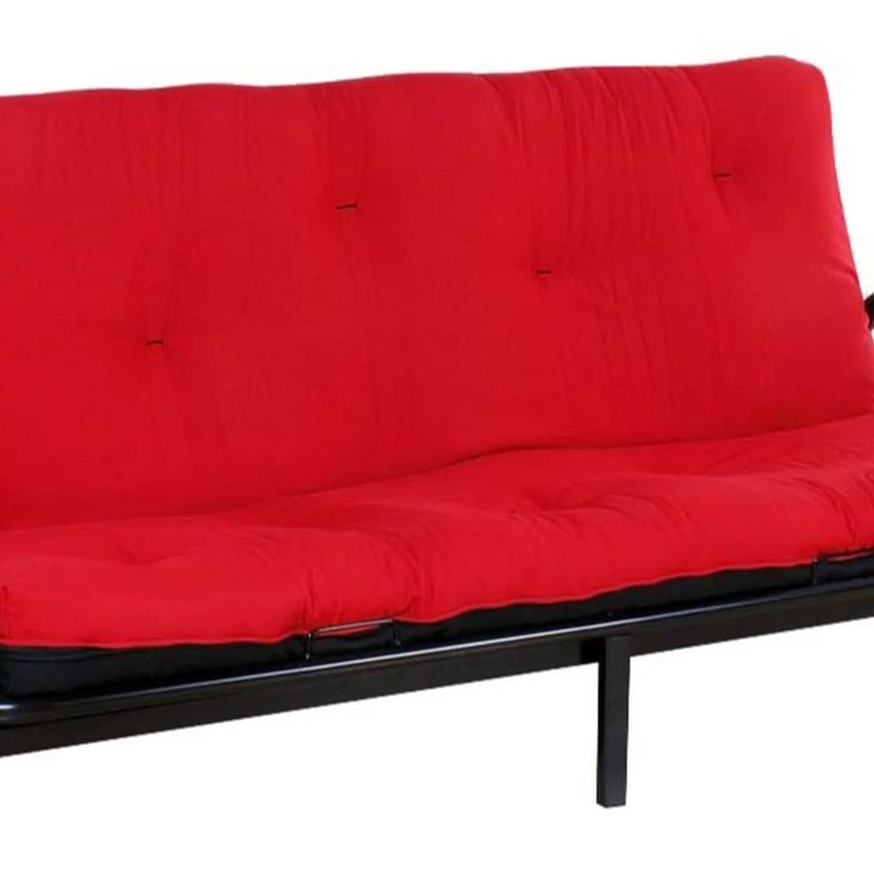 Nab Full Size Futon Sofa, Tufted, Poplin Fabric Mattress, Red- Saltoro Sherpi