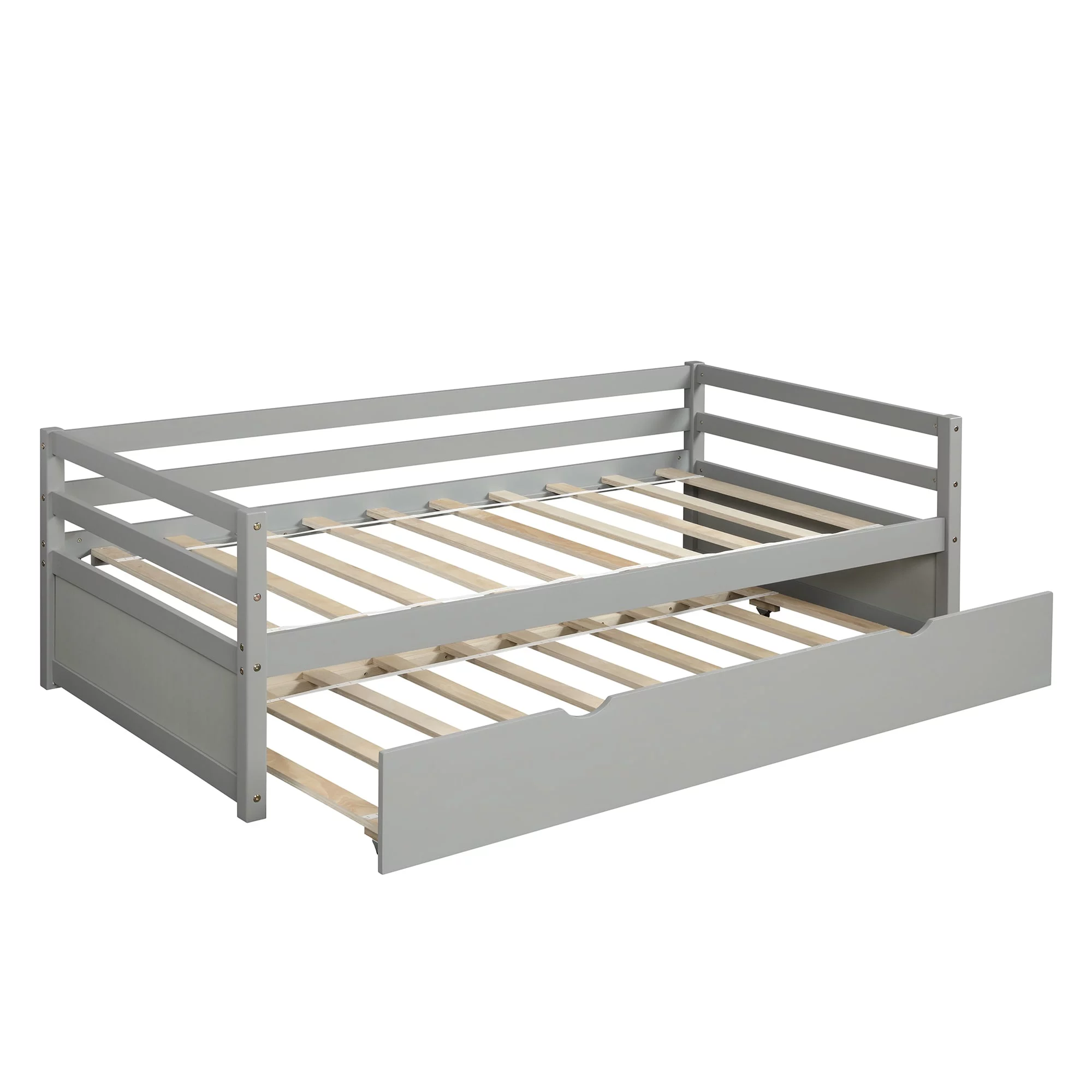 Gray 79.5'' Elegant And Cozy Sturdy Construction Pine wood Daybed with Trundle Frame Set, Twin Size