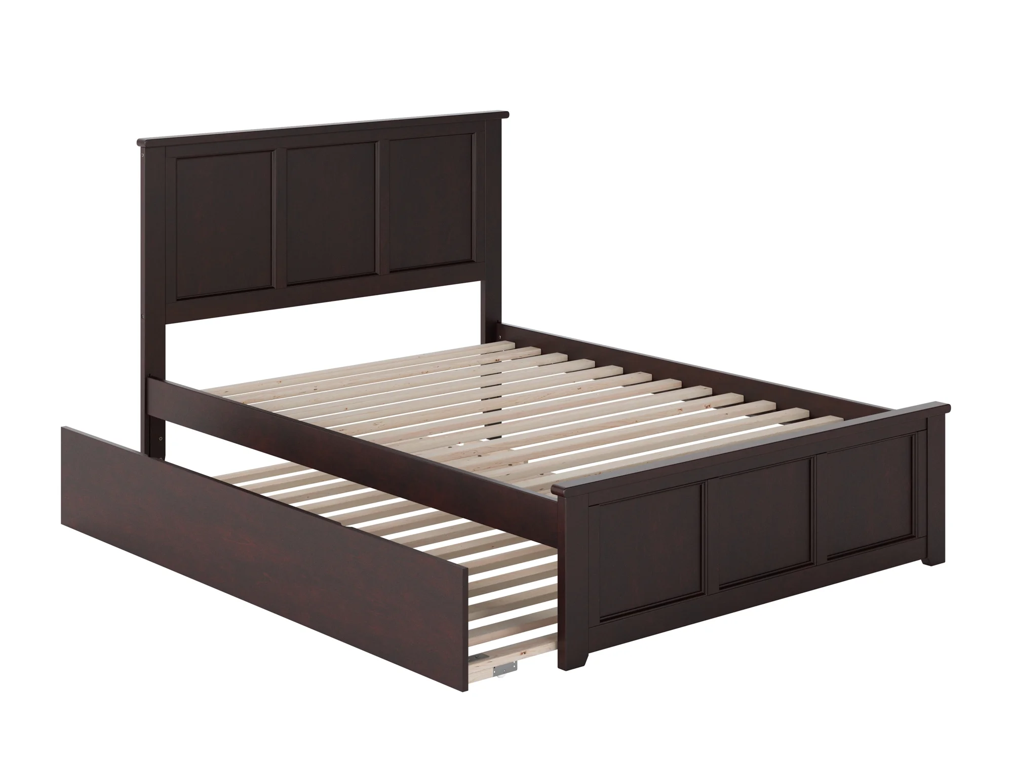 AFI Madison Full Wood Platform Bed with Matching Footboard & Full Trundle in Espresso