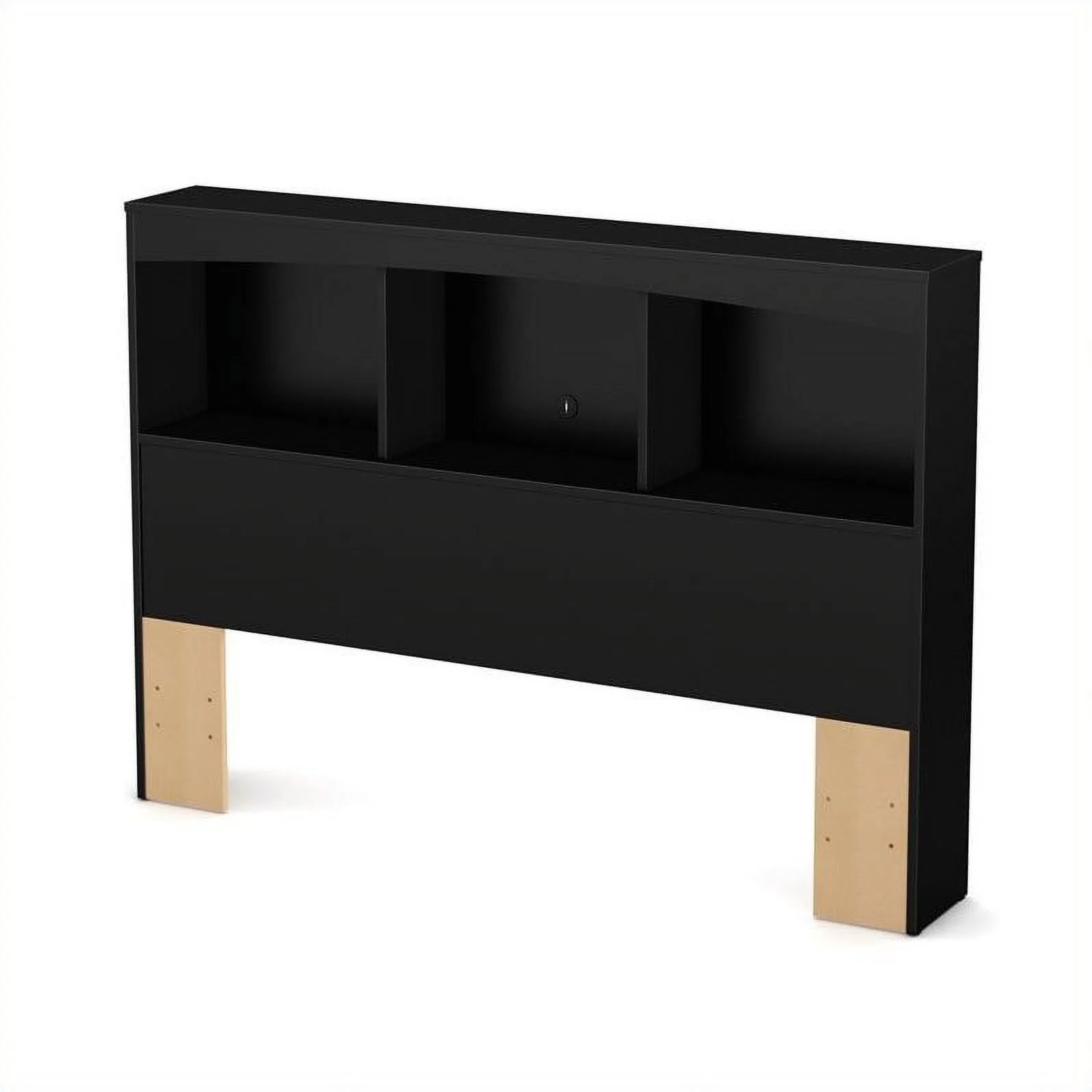 Home Square 2-Piece Set with Full Mates Bed & Bookcase Headboard in Pure Black