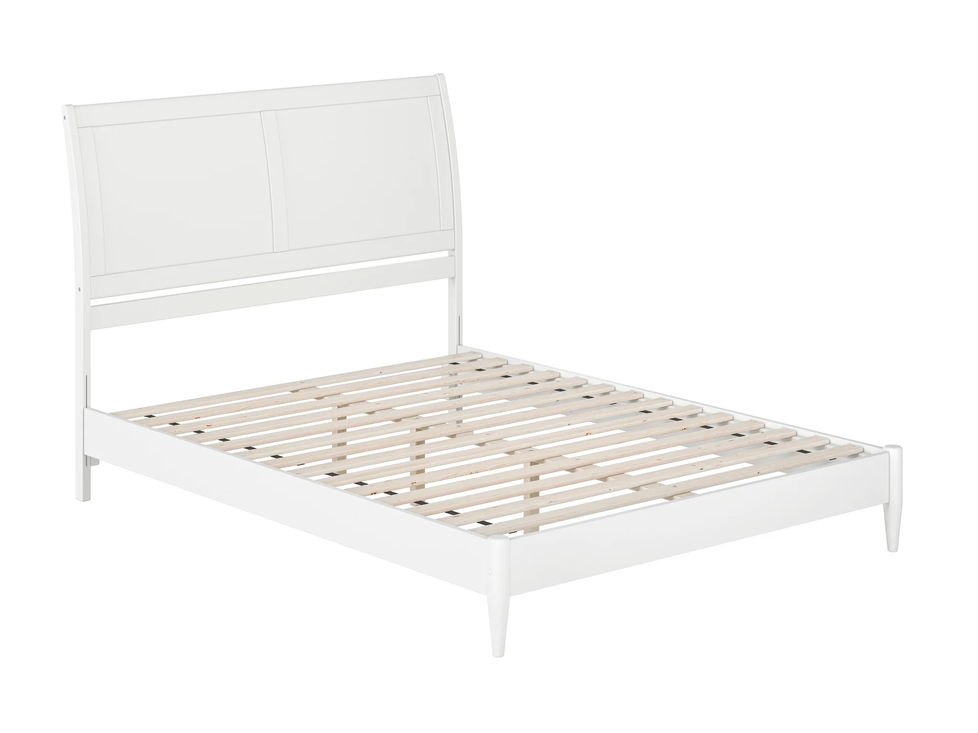 AFI Valencia Queen Solid Wood Low Profile Sleigh Platform Bed, White