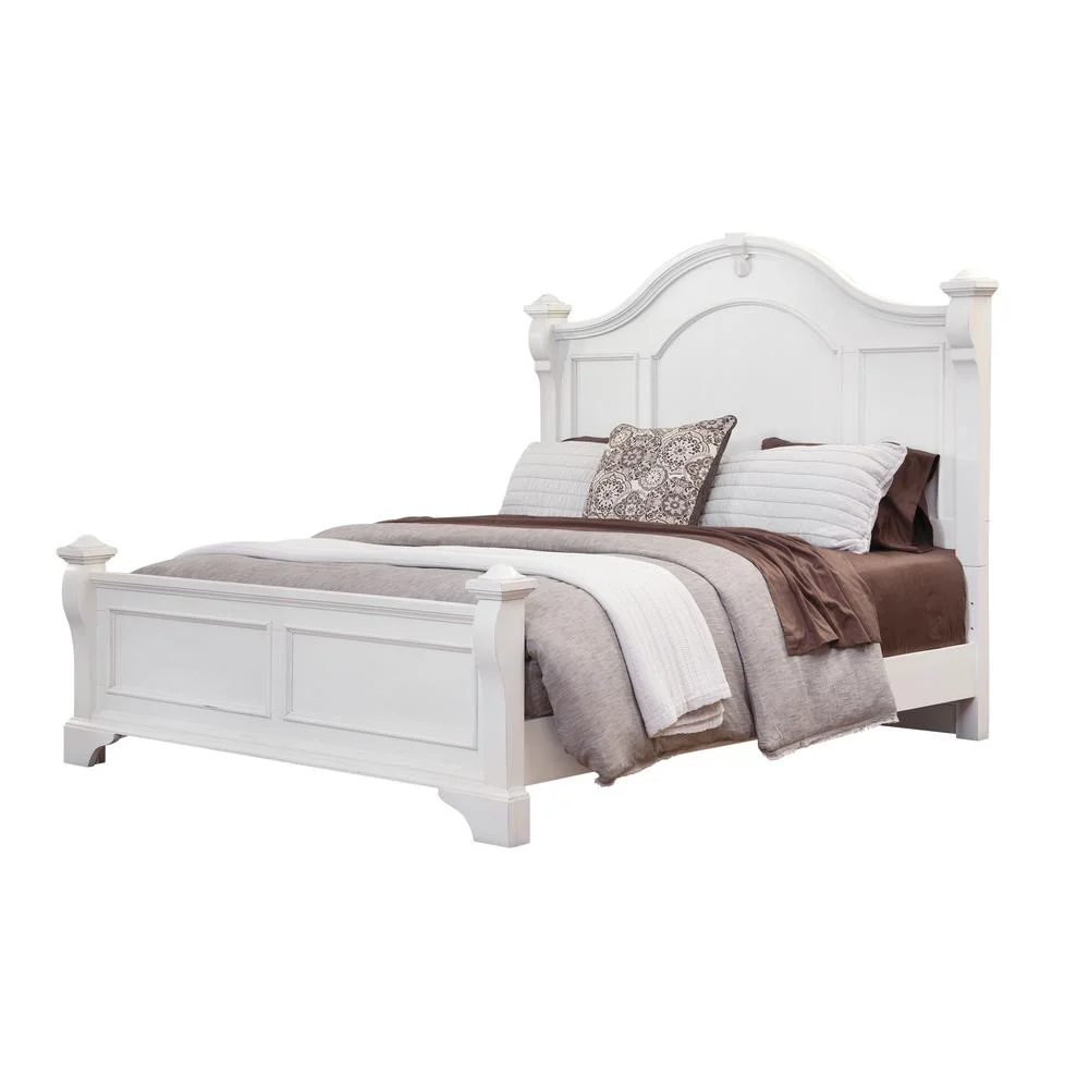 American Woodcrafters Heirloom Antique White Queen Poster Bed