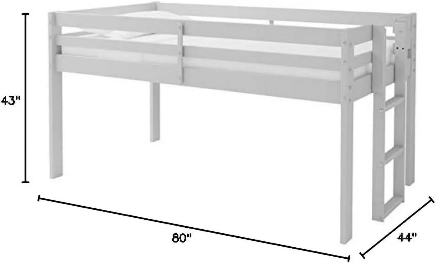Jasper Wood Junior Loft Bed,  Gray