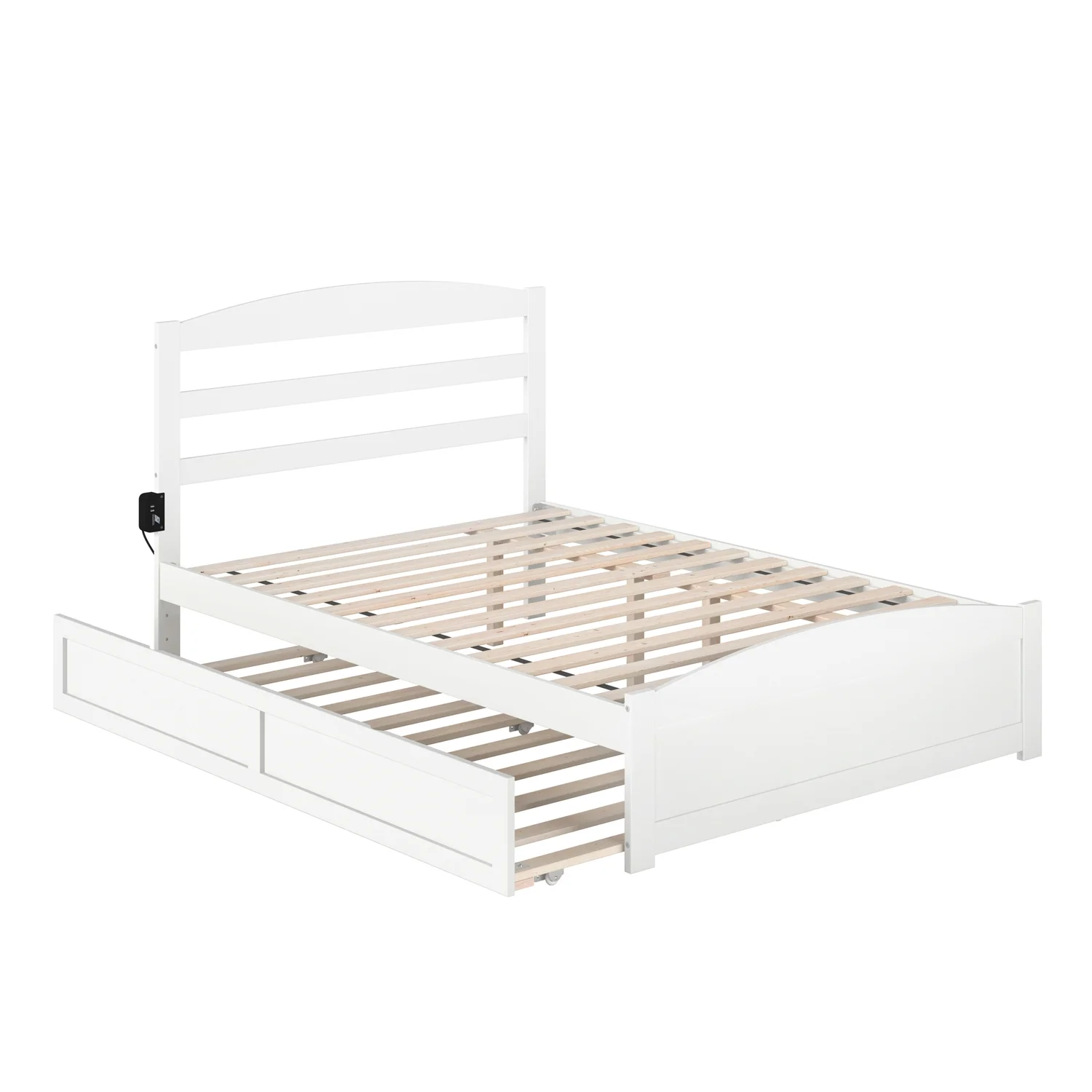 AFI Warren Solid Wood Full Bed w/ Footboard & Twin Trundle in White