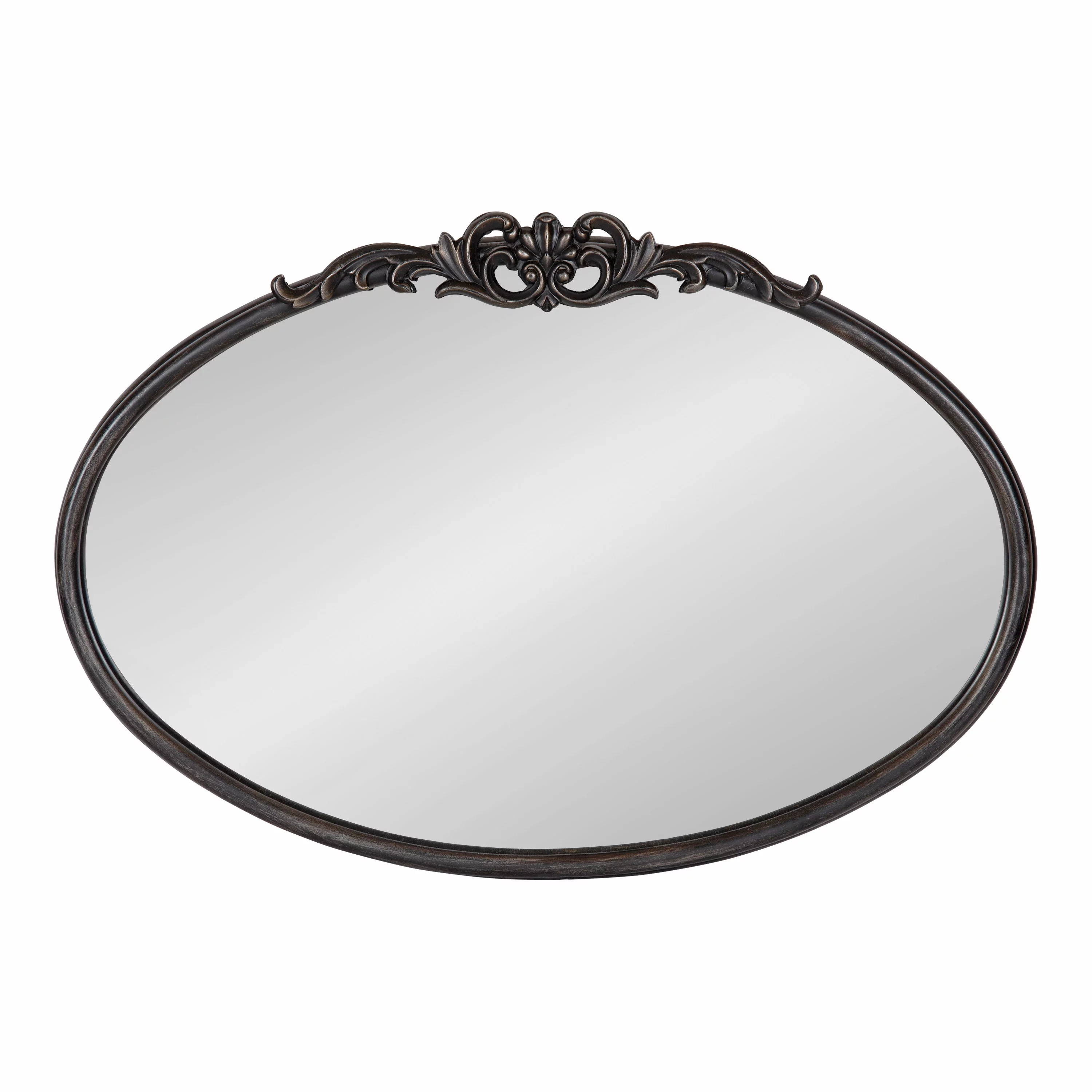 Kate and Laurel 27 x 18.75 Round Wall Mirror, Black