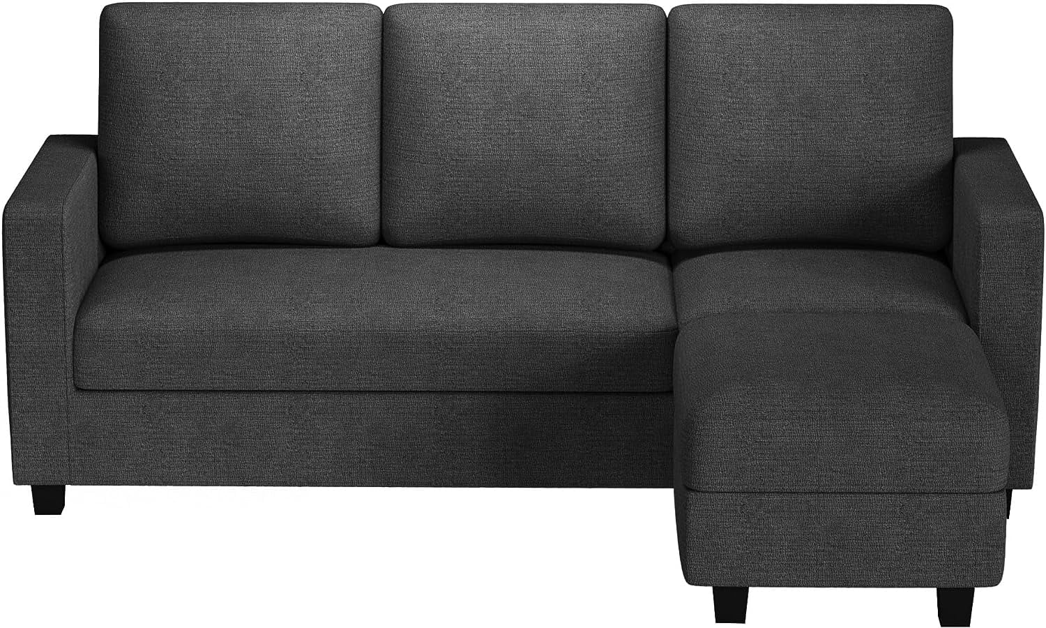Convertible Sectional Sofa Couch, L-Shaped Couch with Reversible Chaise, Modern Linen Fabric Couches for Living Room, Apartment and Small Space (Dark Grey)