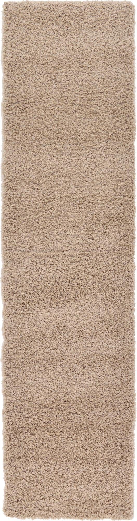 Rugs.com Solid Shag Collection Rug – 10 Ft Runner Taupe Shag Rug Perfect For Hallways, Entryways
