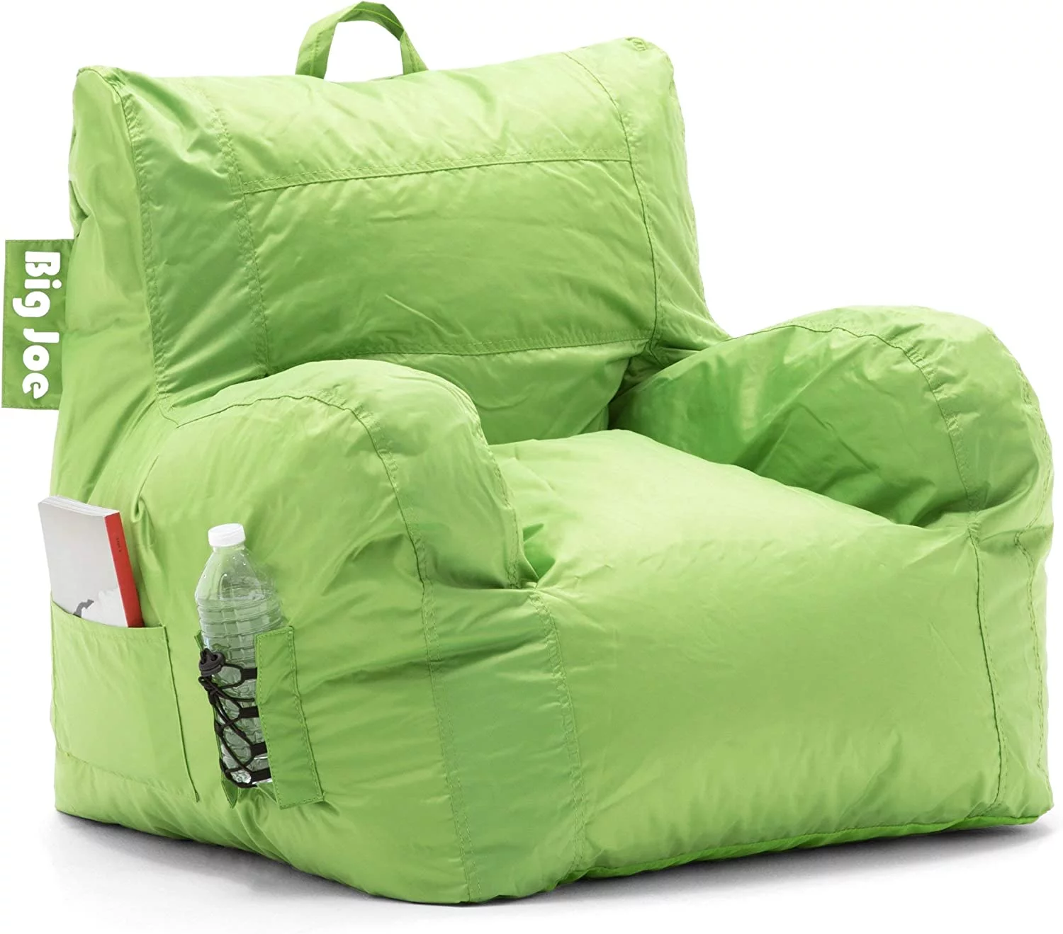 Big Joe Dorm Bean Bag Chair with Drink Holder and Pocket, Spicy Lime Smartmax, 3ft Spicy Lime Dorm Bag Chair