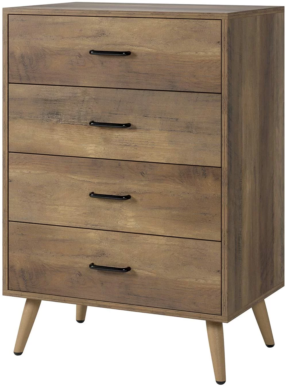 Homfa 4 Drawer Dresser, Wood Chest of Drawers, 23.6'' W Nightstand Chest Tall Dresser for Bedroom, Rustic Brown Finish