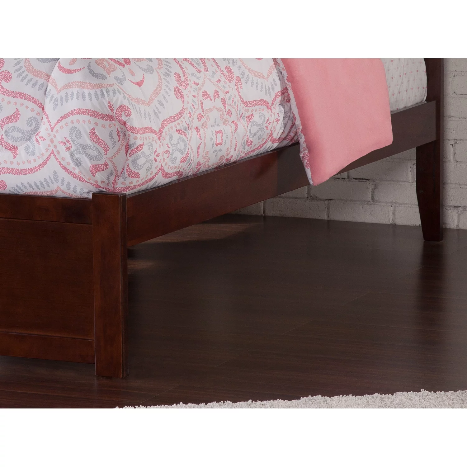 AFI Madison Twin XL Platform Bed with Footboard and 2 Drawers in Walnut