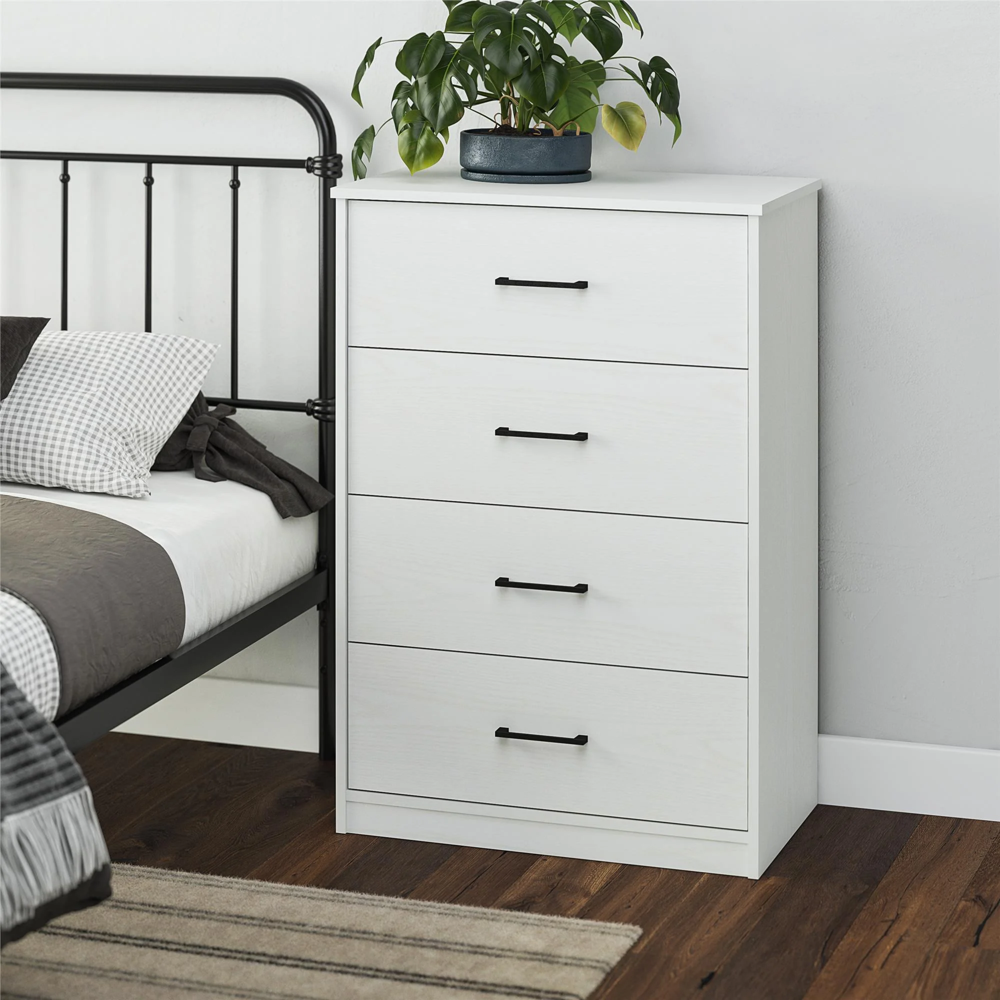 Ameriwood Home BrEZ Build Pearce 4 Drawer Dresser, White