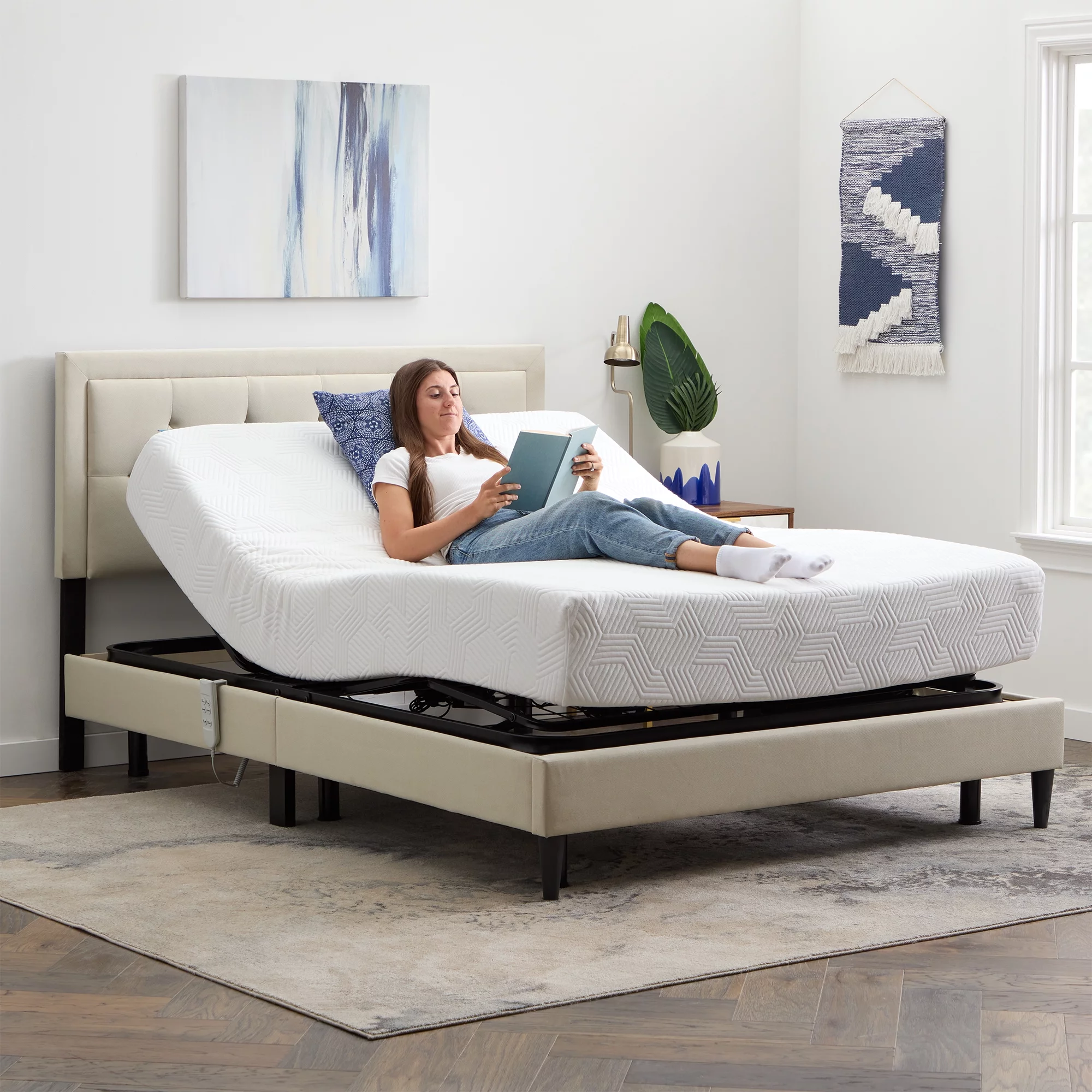 Lucid Basic Remote Controlled Steel Adjustable Bed Base, Full