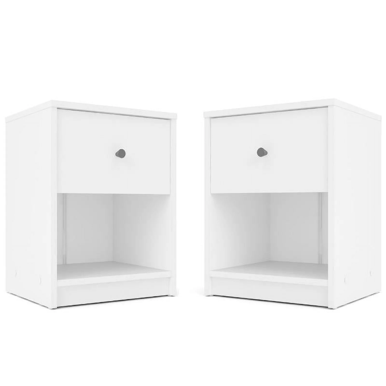 Home Square 2 Piece Bedroom Set with 2 One Drawer Nightstands in White