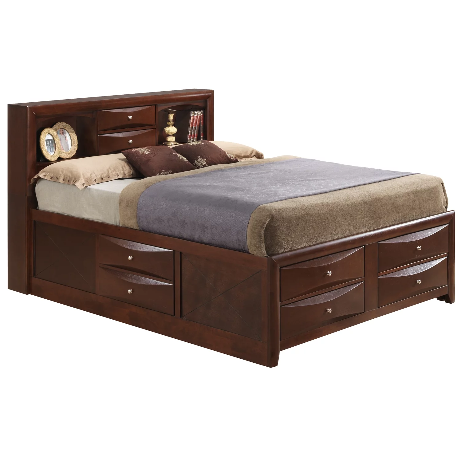 Homestock Beachy Boho G1550G-QSB3 Queen Storage Bed , Cherry