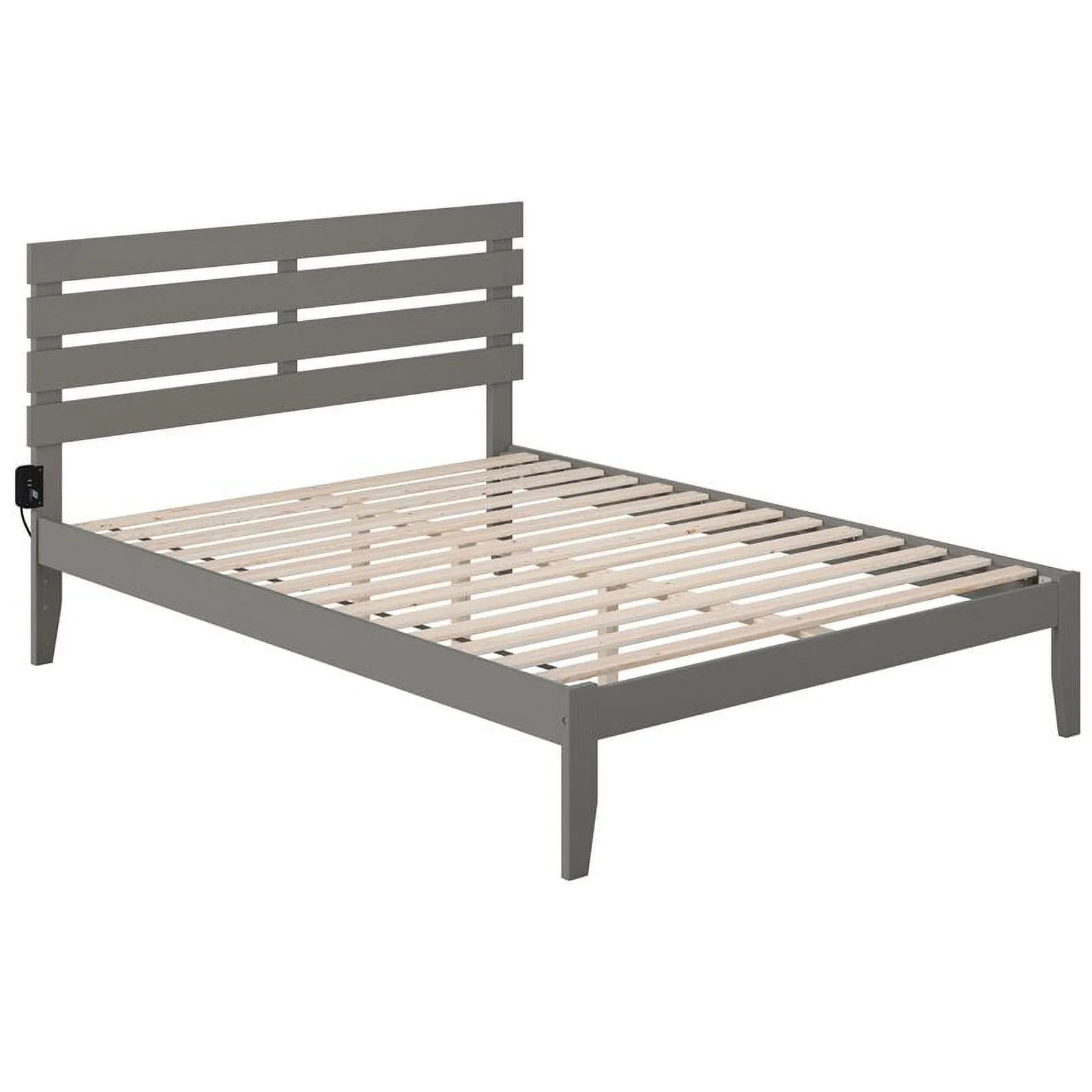 Pemberly Row Farmhouse Oxford Solid Wood Queen Bed in Gray Finish