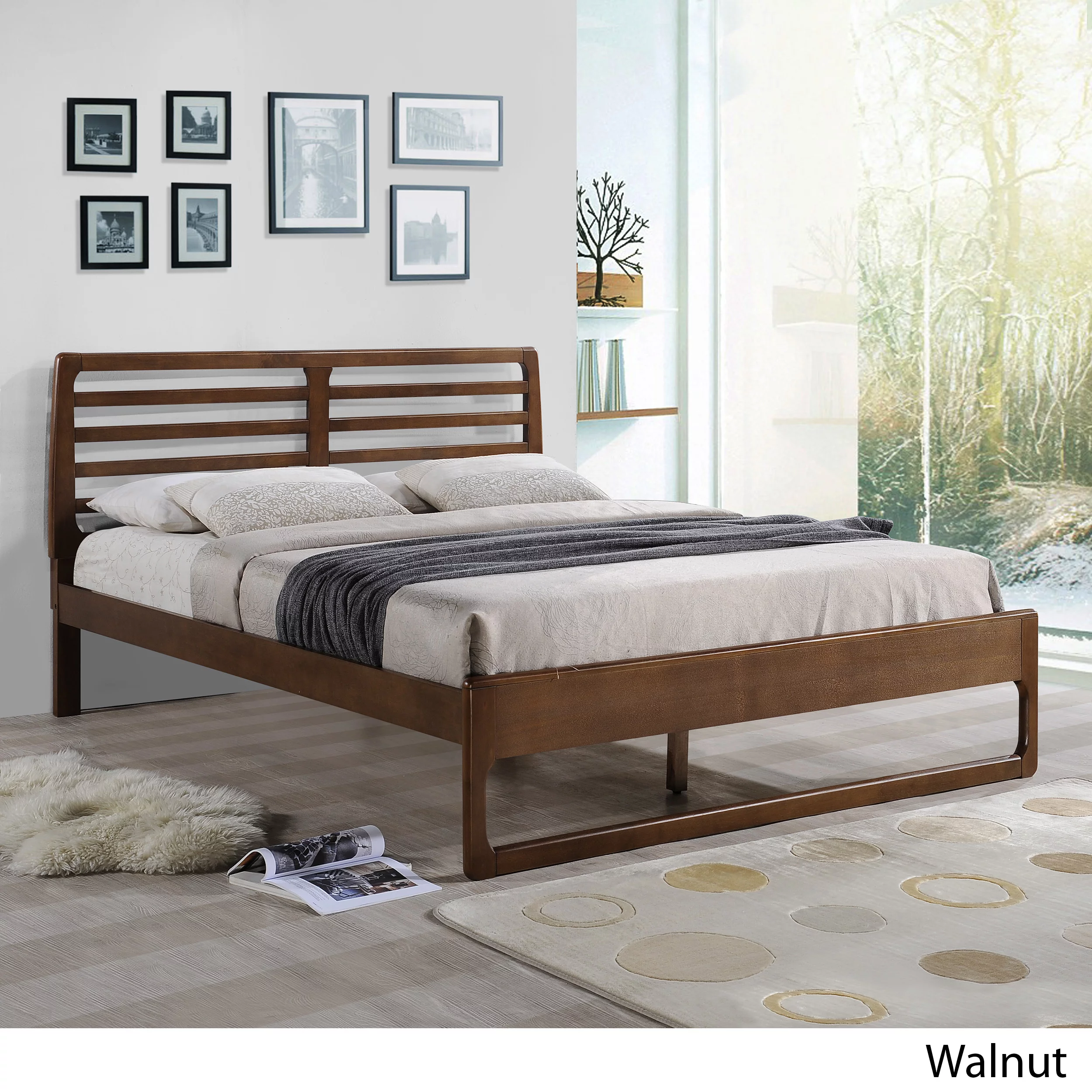 Noble House Amiyah Transitional Wooden Queen Platform Bed, Walnut
