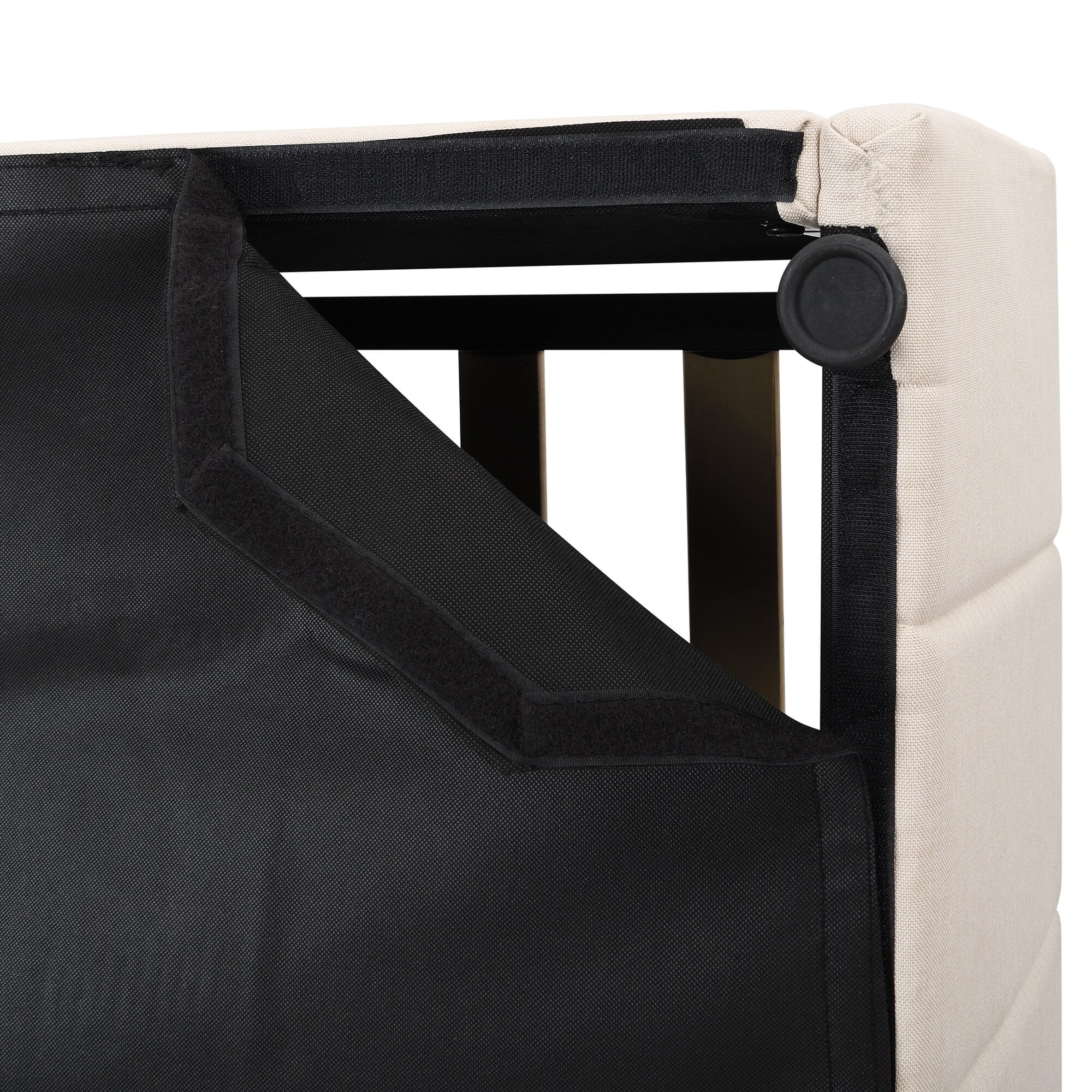 Upholstered Platform Bed with a Hydraulic Storage System, No Box Spring Needed Beige - Queen