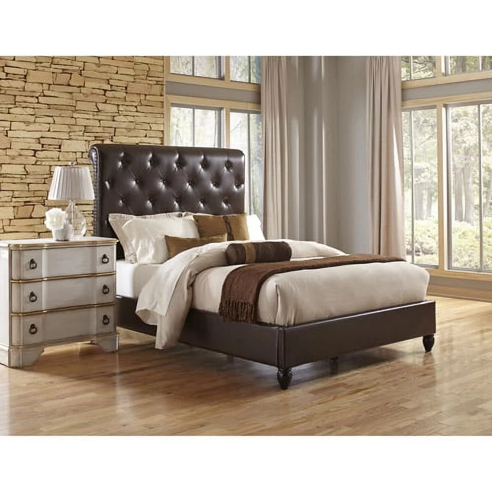 Home Meridian International Sleigh 5/0 Upholstered Headboard, Chocolate