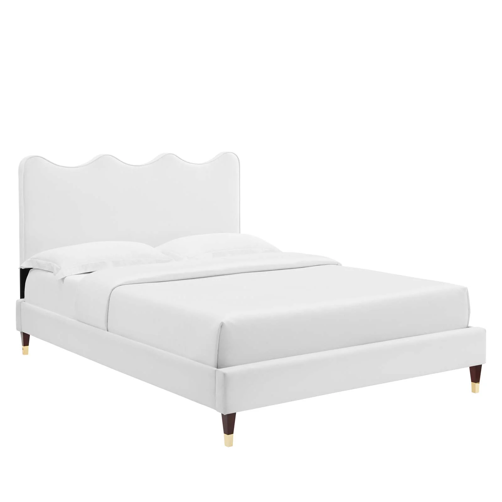 Modway Current Performance Velvet Full Platform Bed in White