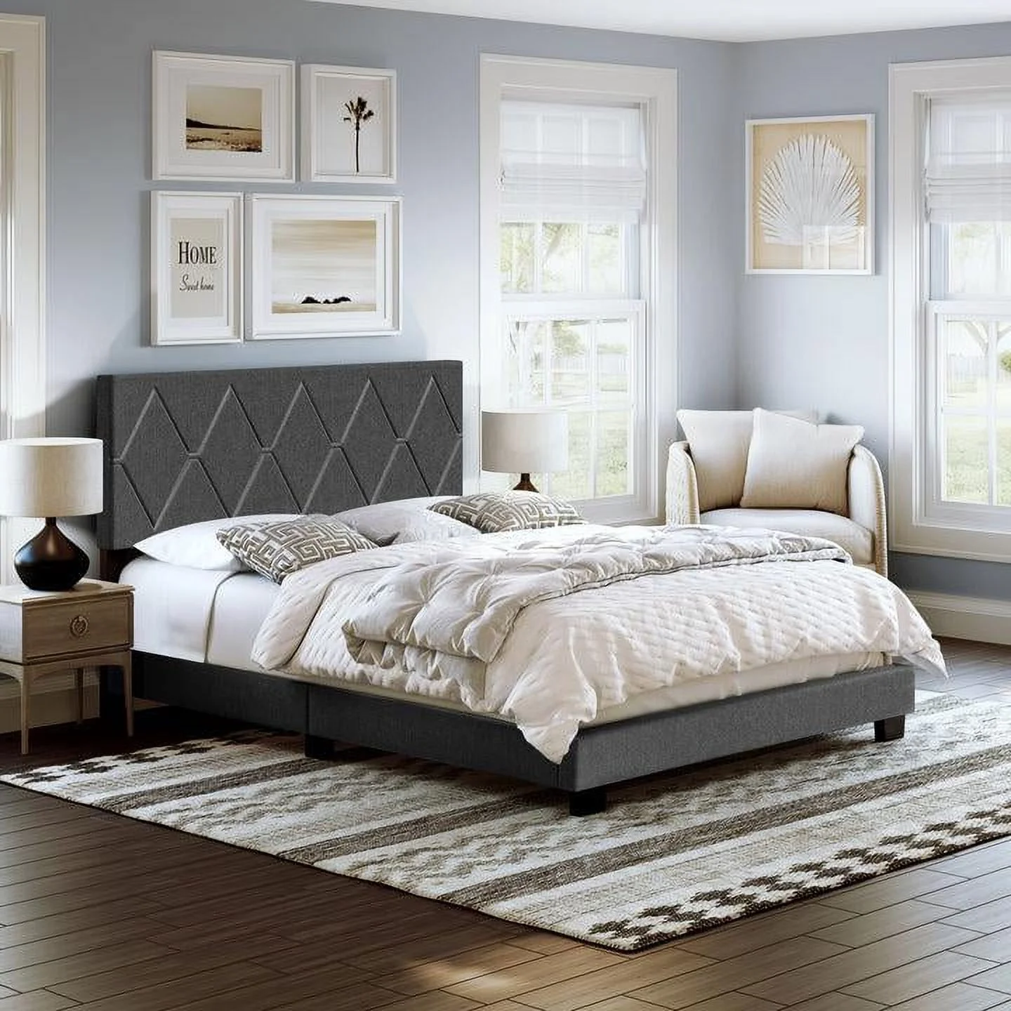 Boyd Sleep DIBK204EK Decker Linen Upholstered Platform Bed