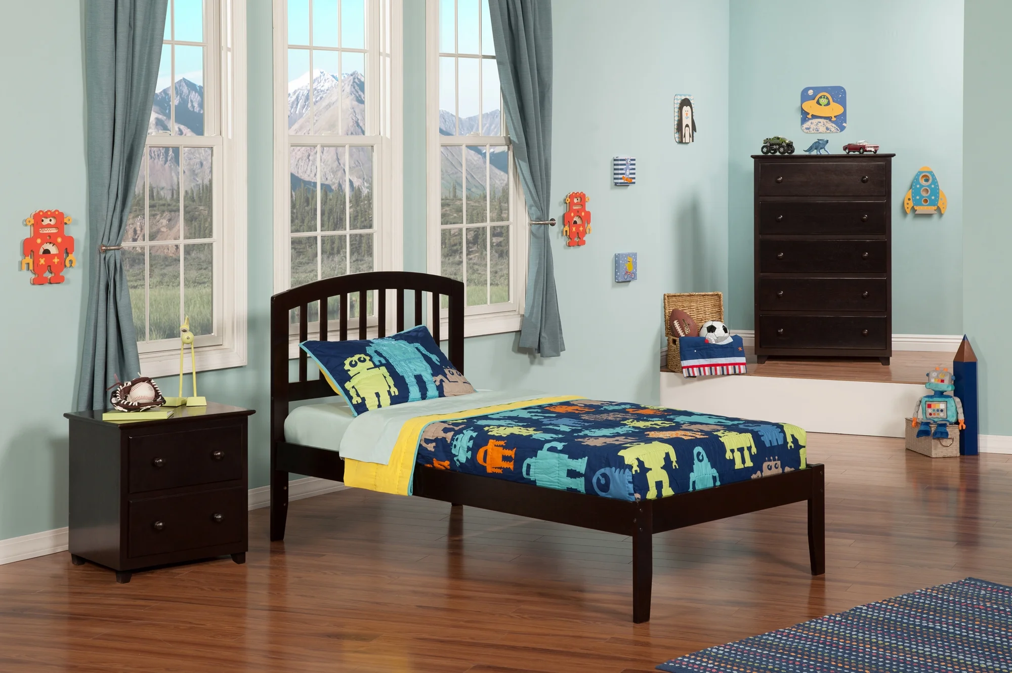 Richmond Platform Bed with Open Foot Board in, Multiple Colors and Sizes