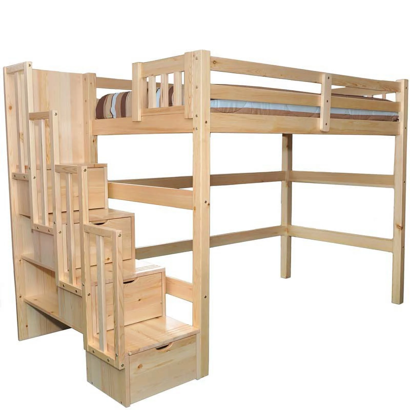 Encore Stairway Twin Loft Bed Natural