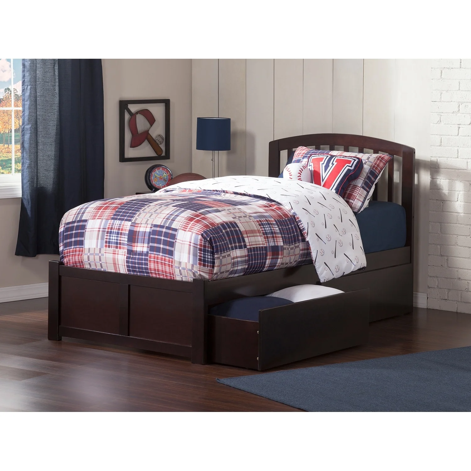 AFI Richmond Twin XL Platform Bed with Footboard and 2 Drawers in Espresso