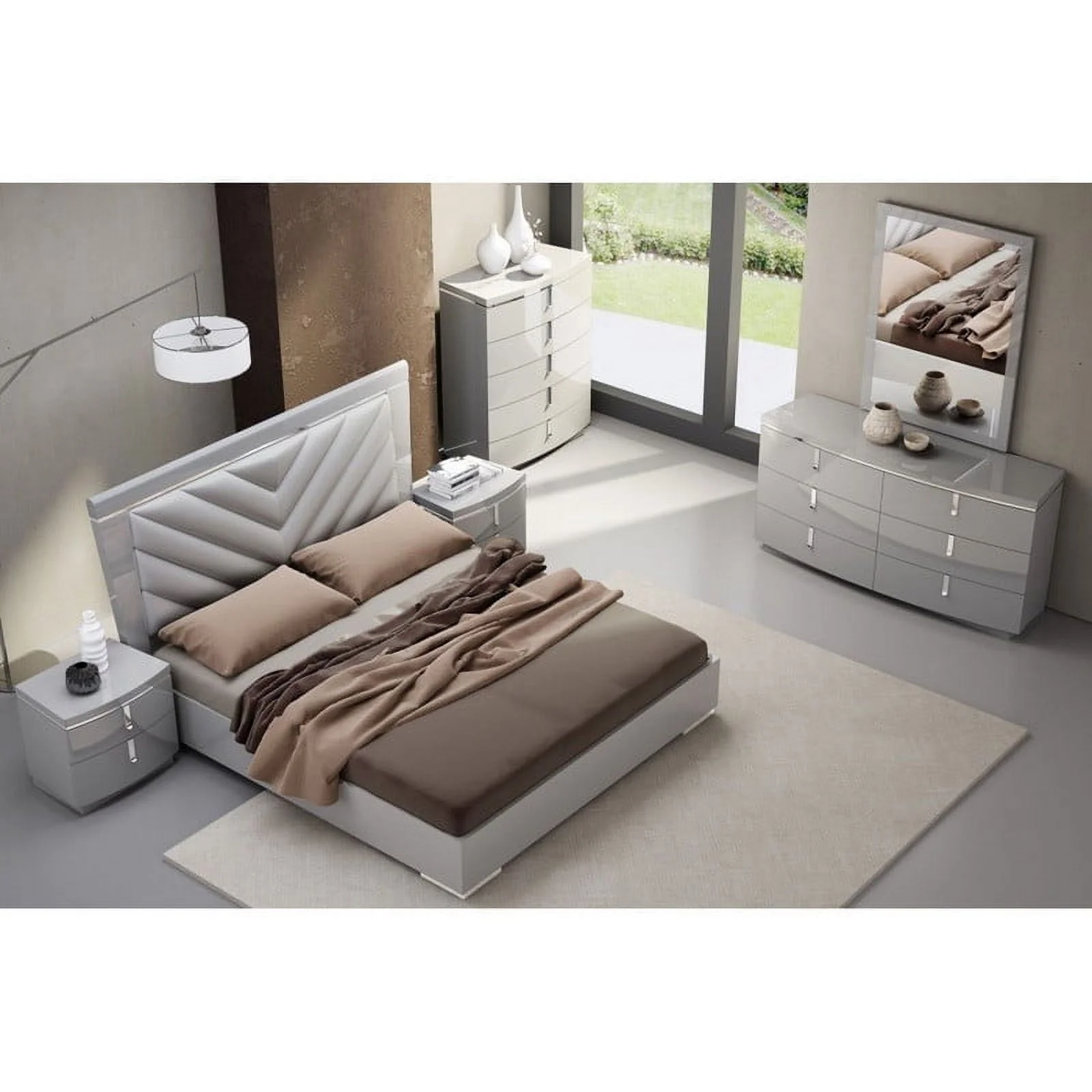 New York Premium 5-Piece Bedroom Set, Gray, Queen