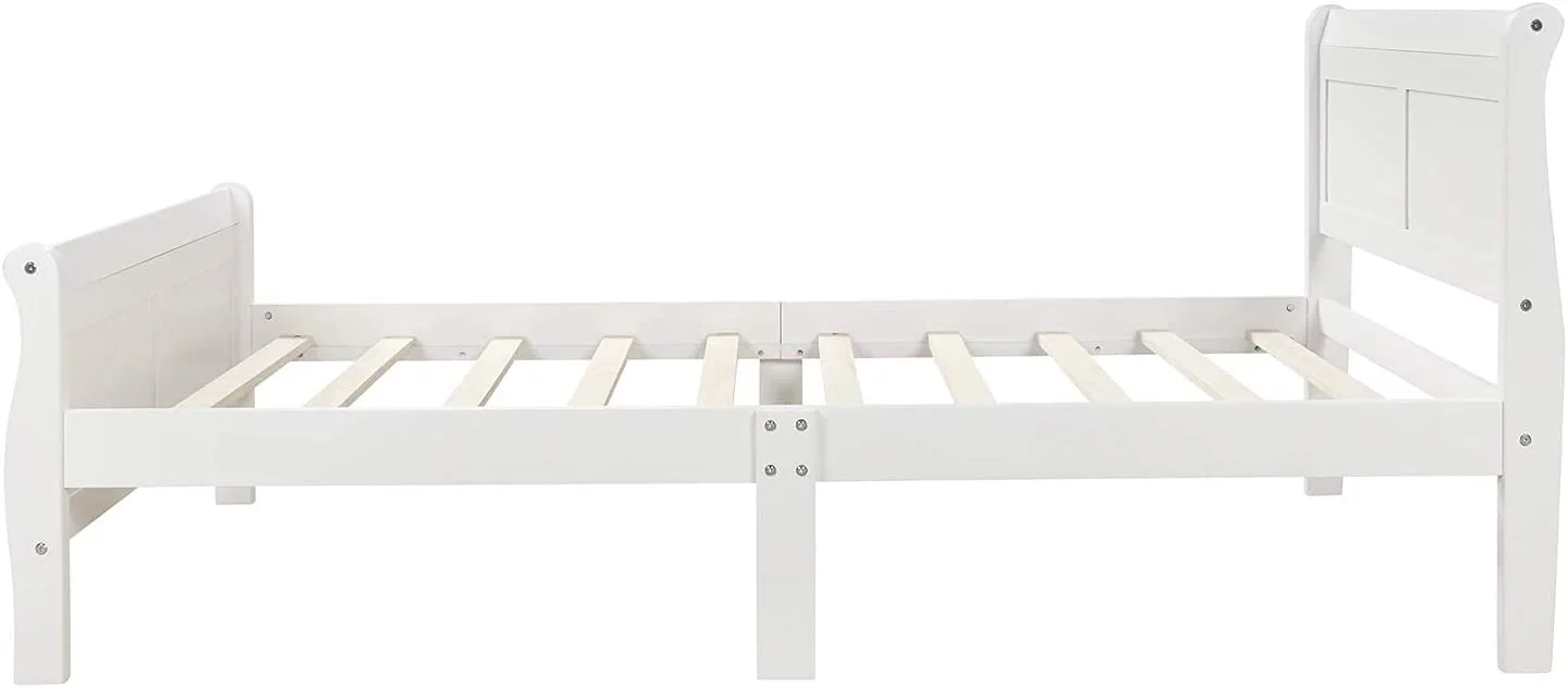 Designs Wood Platform Bed Twin Bed Frame S Foundation Sleigh Bed with Headboard/Footboard/Wood Slat Support