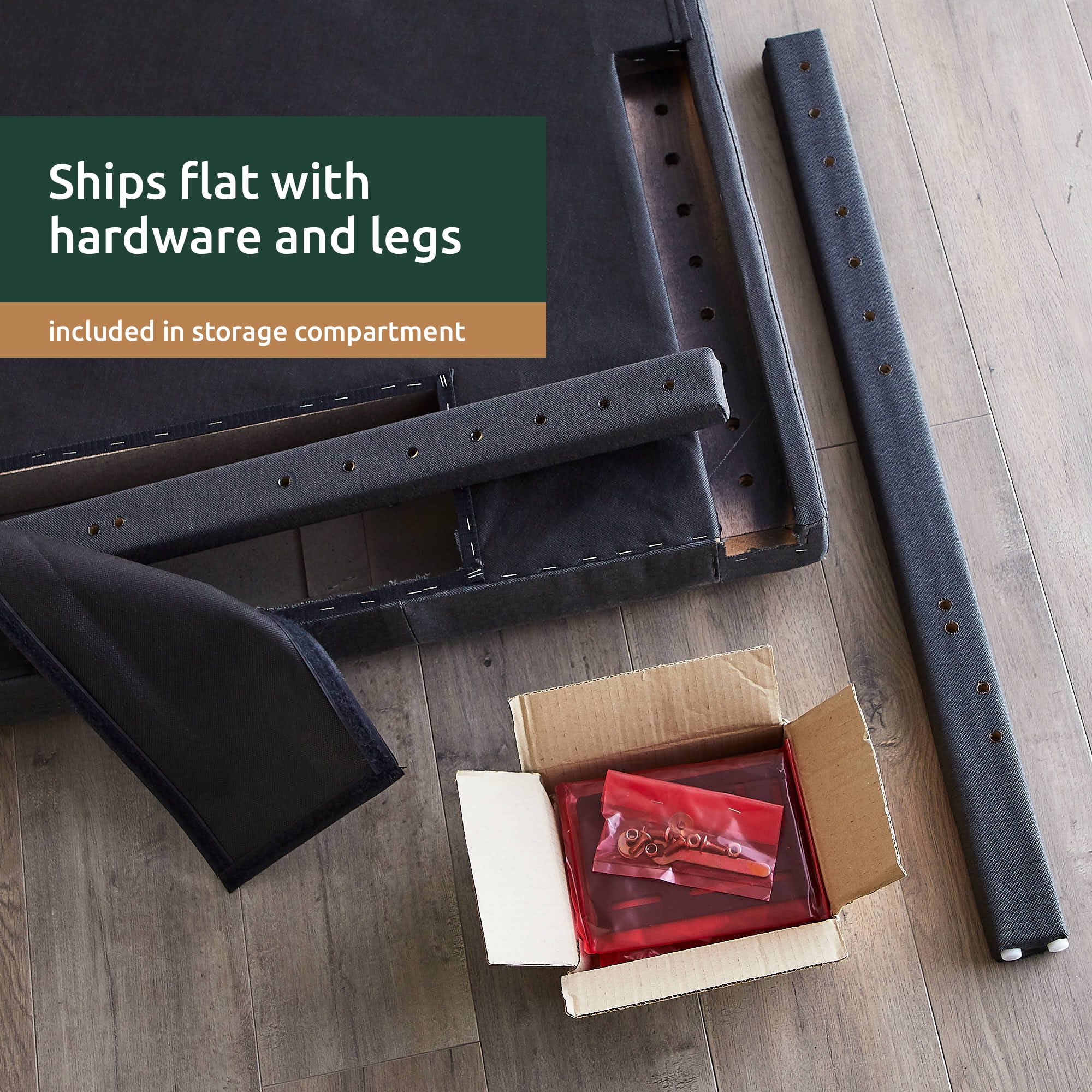 Rest Haven Scallop Edged Upholstered Headboard, Full/Full XL, Charcoal