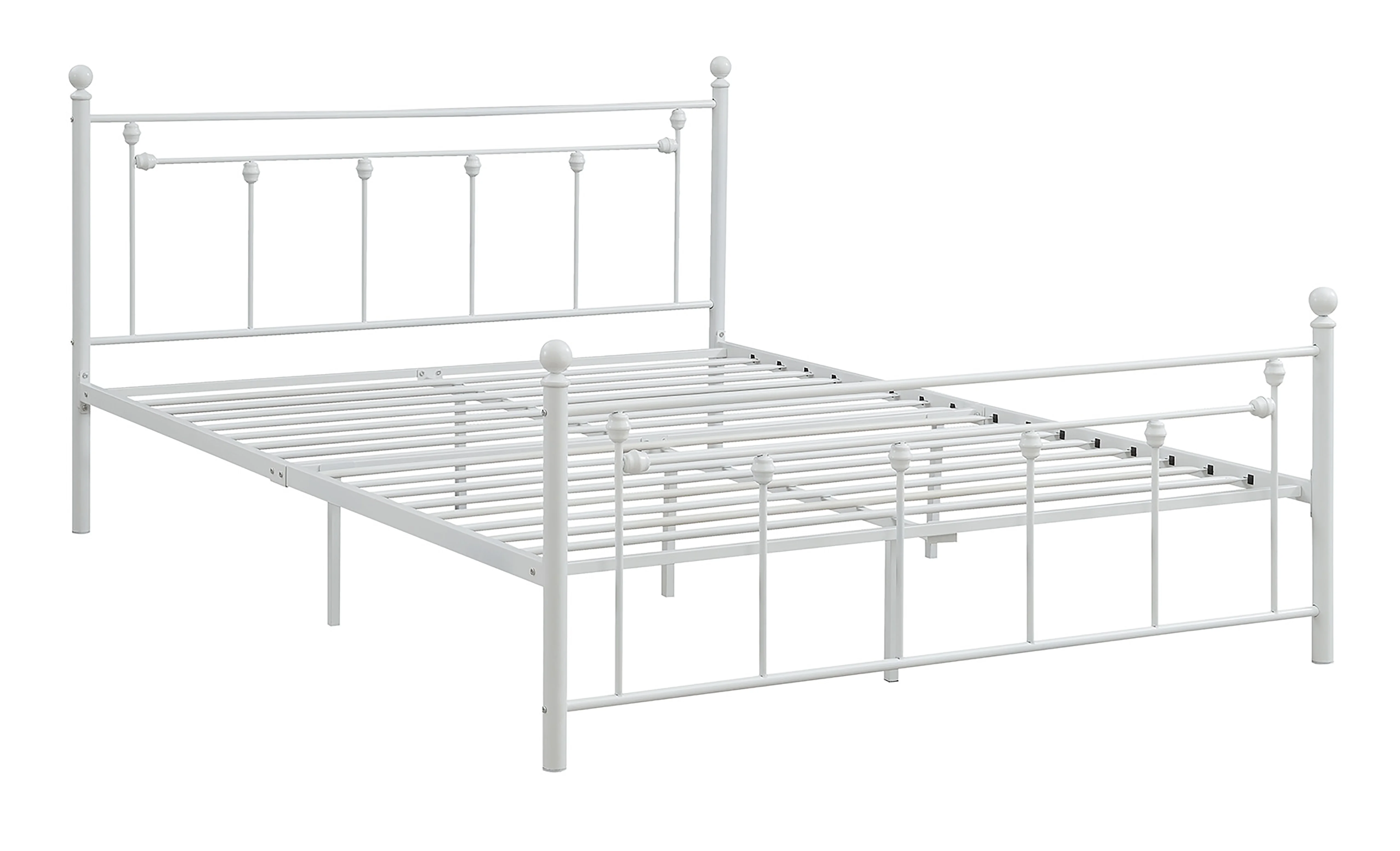 White Queen Victorian Style Metal Platform Bed (Fully Slated)