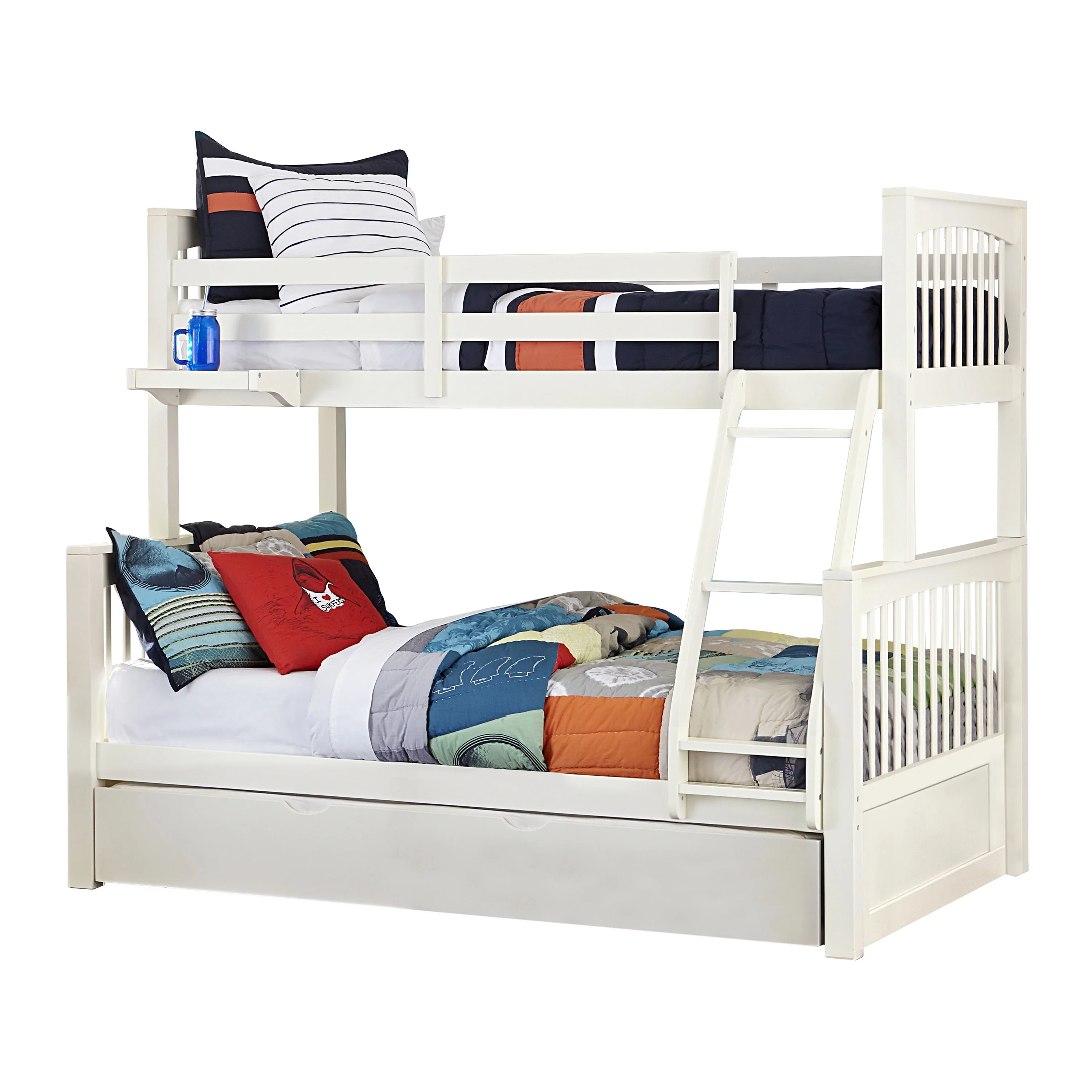 Hillsdale Pulse Twin over Full Bunk Bed with Trundle, Multiple Colors