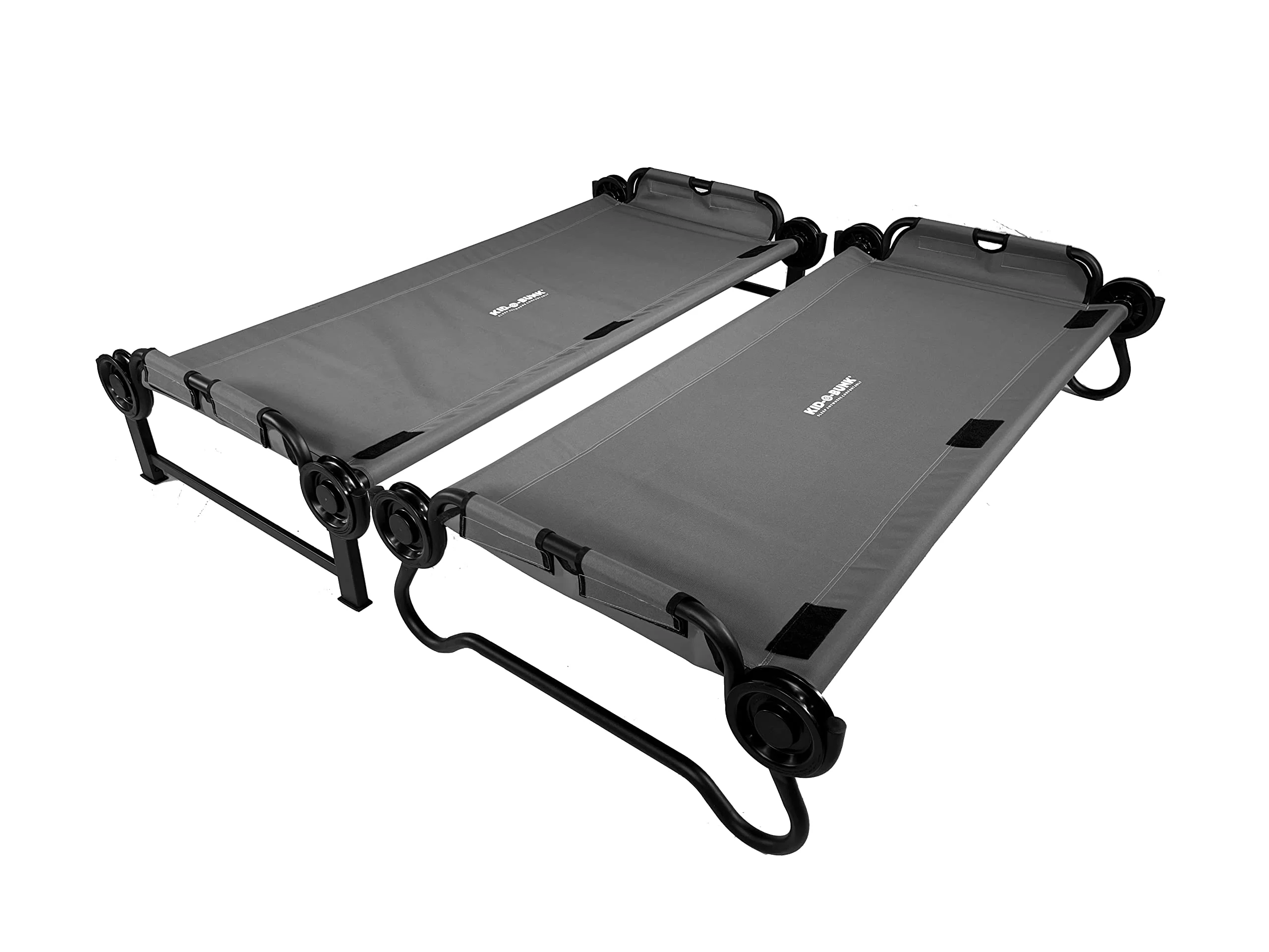 Disc-O-Bed Kid-O-Bunk Sleeping Cots w/ 2 Side Organizers, Gray
