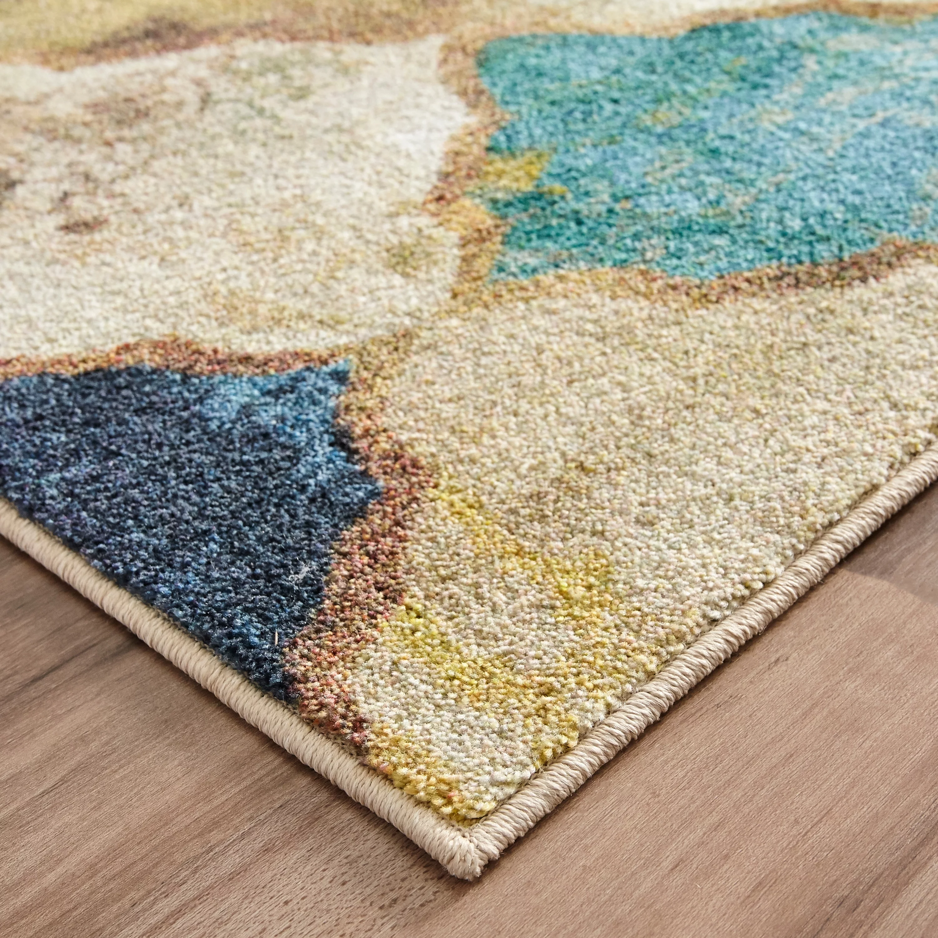 Mohawk Home Prismatic Hamilton Gold Transitional Geometric Precision Printed Area Rug, 5'x8', Teal & Gold