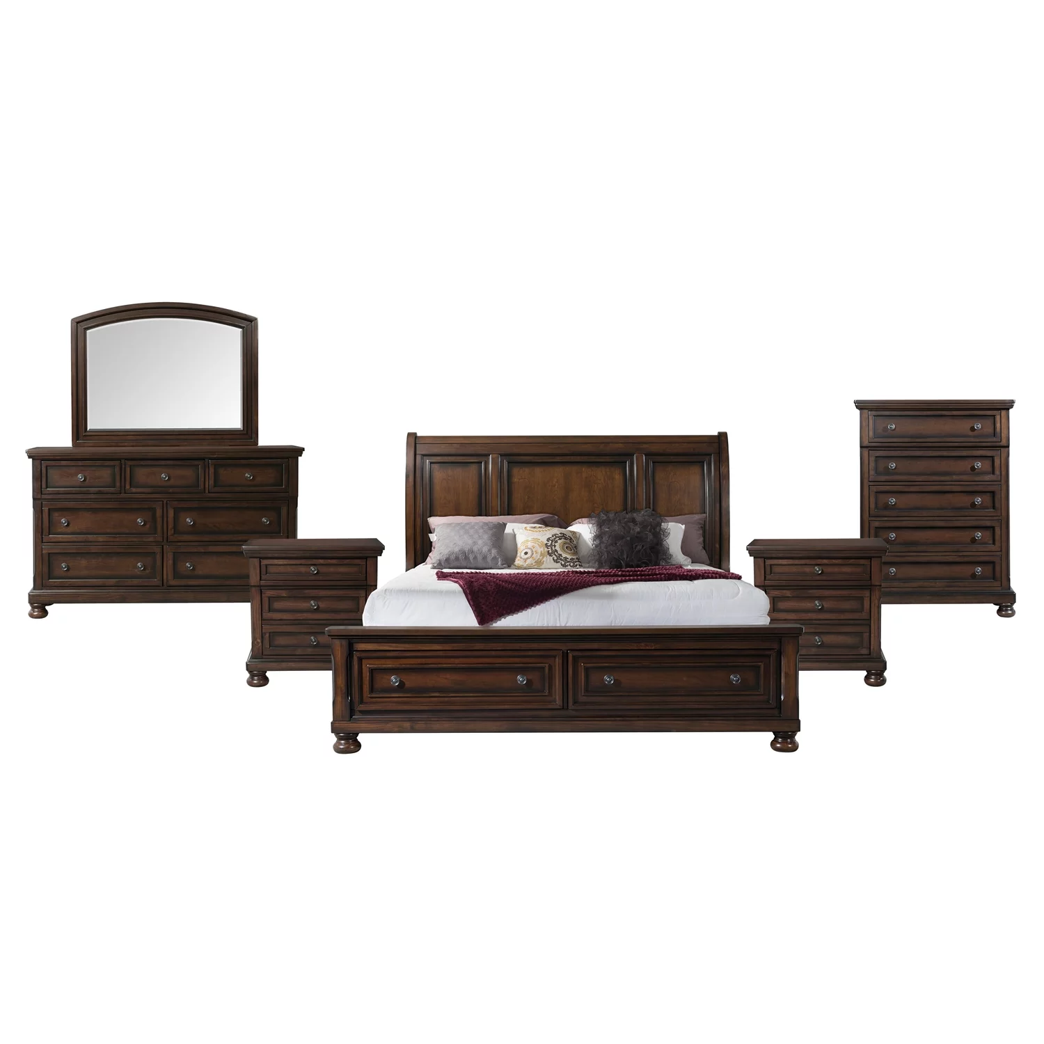 Picket House Furnishings Kingsley King Storage 6pc Bedroom Set, Walnut