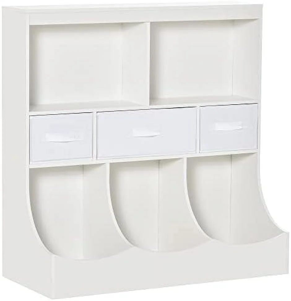 HOOMHIBIU Bookcase Toy Organizer Cabinet Children Display Bookshelf with Drawers for Toys Clothes Books Natural Wood Color