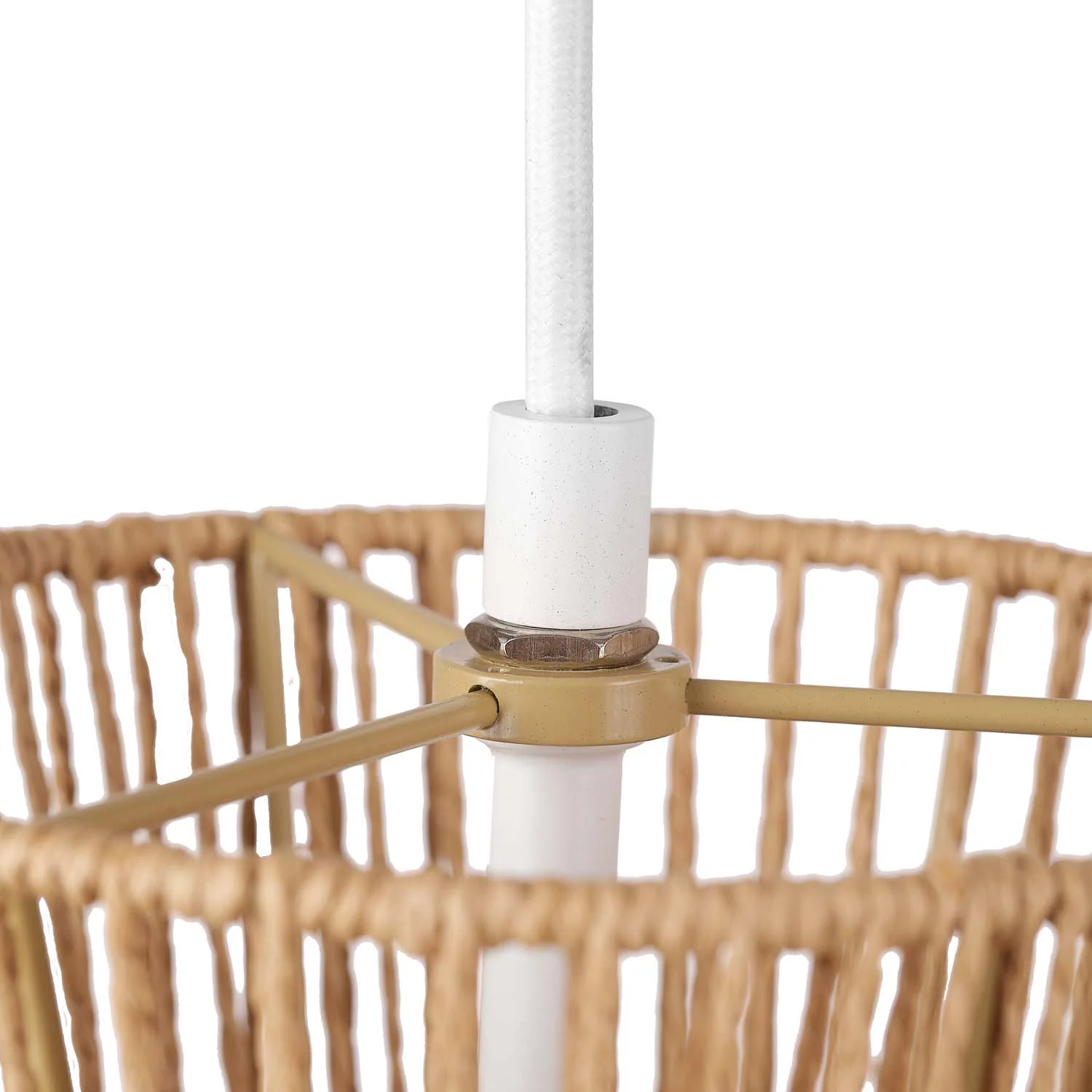 Novogratz x Globe Electric Novogratz x Globe Grace 1-Light Matte White Pendant Lighting with Natural Twine Shade, 91002392