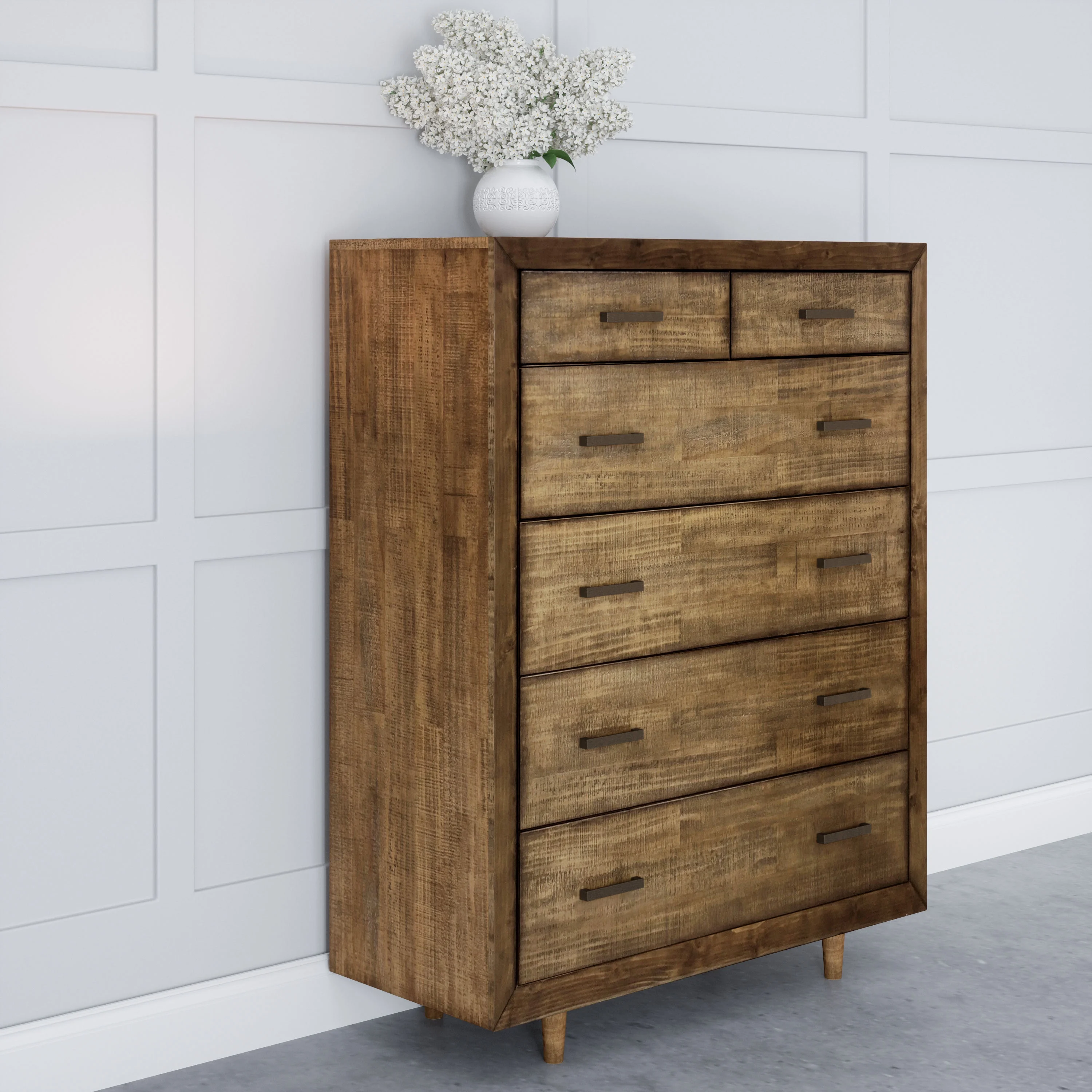 Devon & Claire Randy Mid-Century 6 Drawer Wood Chest, Brown