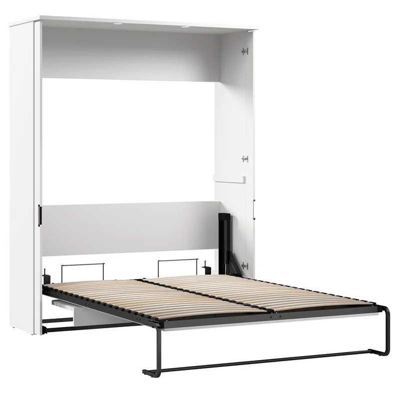 Bestar Lumina 68W Queen Murphy Bed with Desk in white