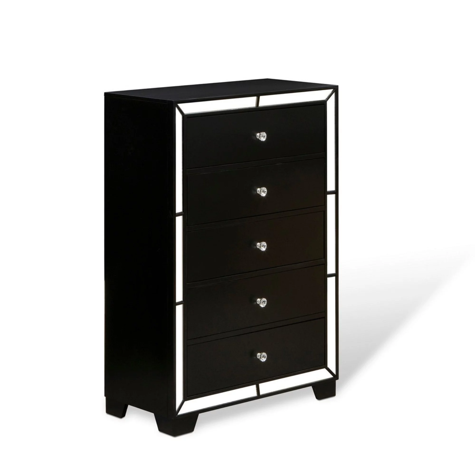 East West Furniture Nella 1 Piece Rectangular Chest of Wooden Drawers for Bedroom - Black Legs