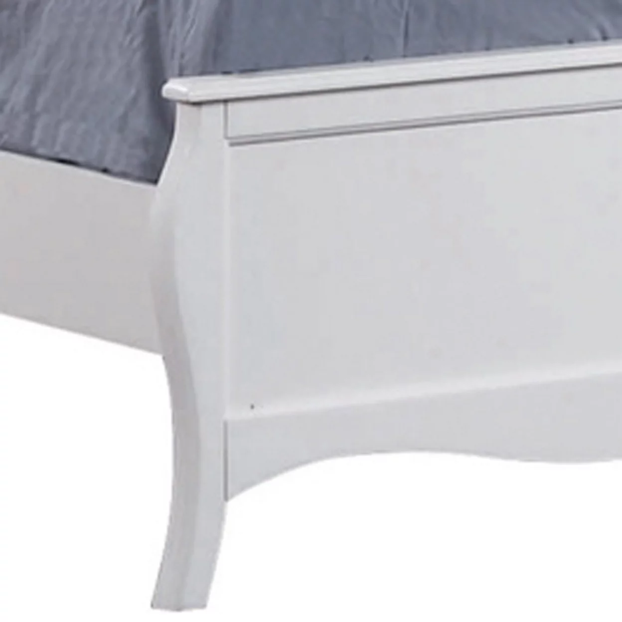 Wooden Twin Size Bed with Camelback Headboard and Flared Legs, White- Saltoro Sherpi