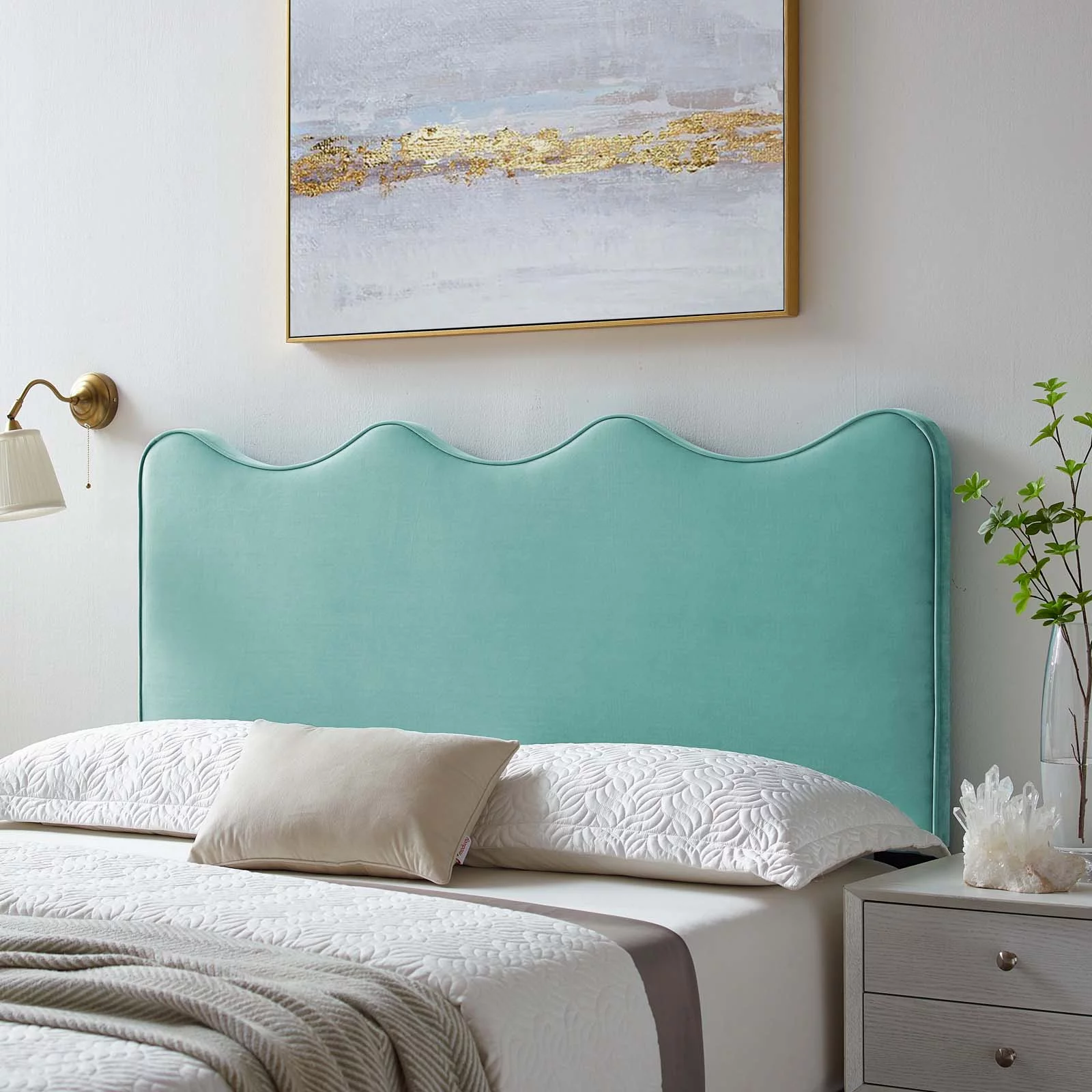 Modway Athena Performance Velvet Full/Queen Headboard in Mint