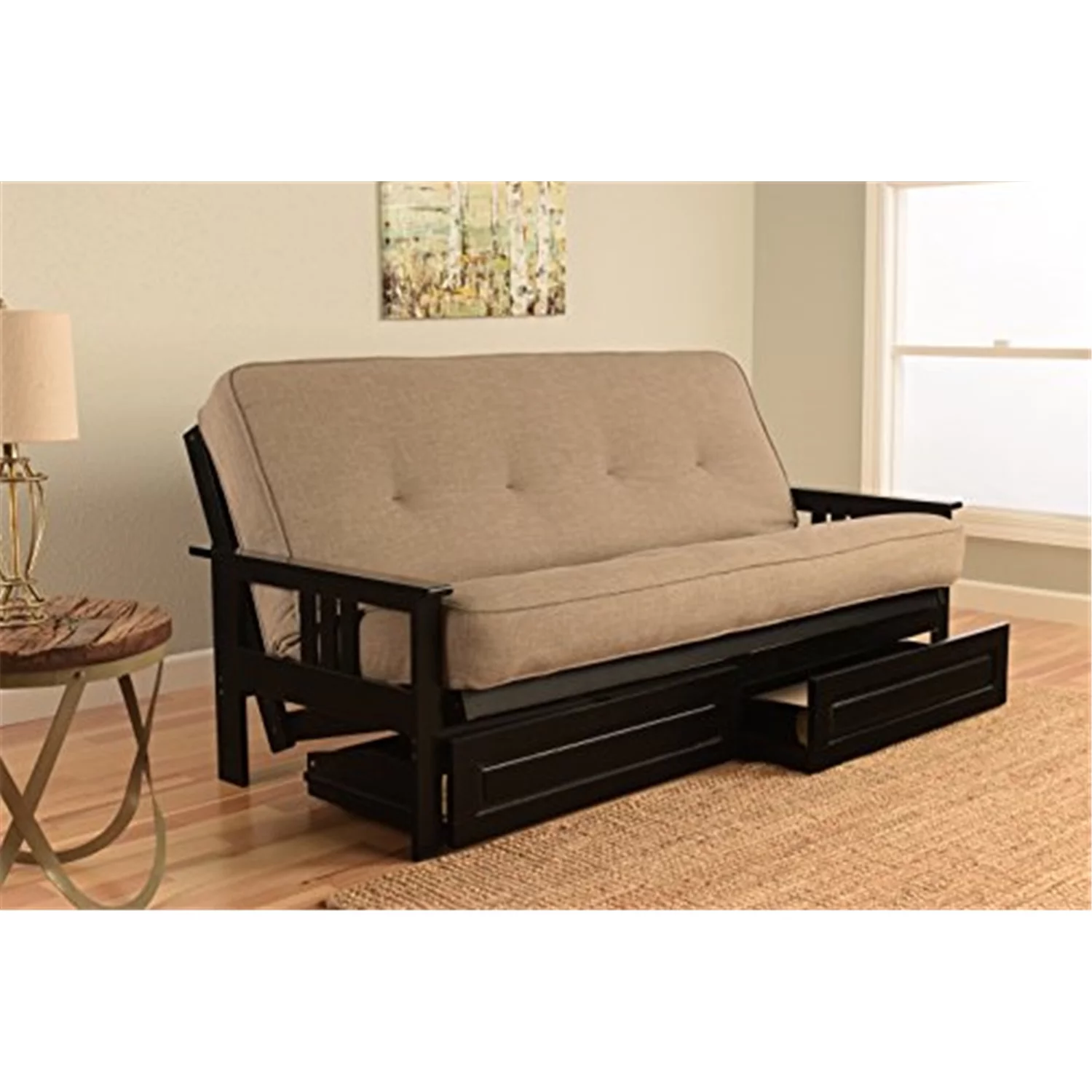 Maykoosh Antique Ambiance Full Futon Frame with Storage Drawers, Color:Black/Gray